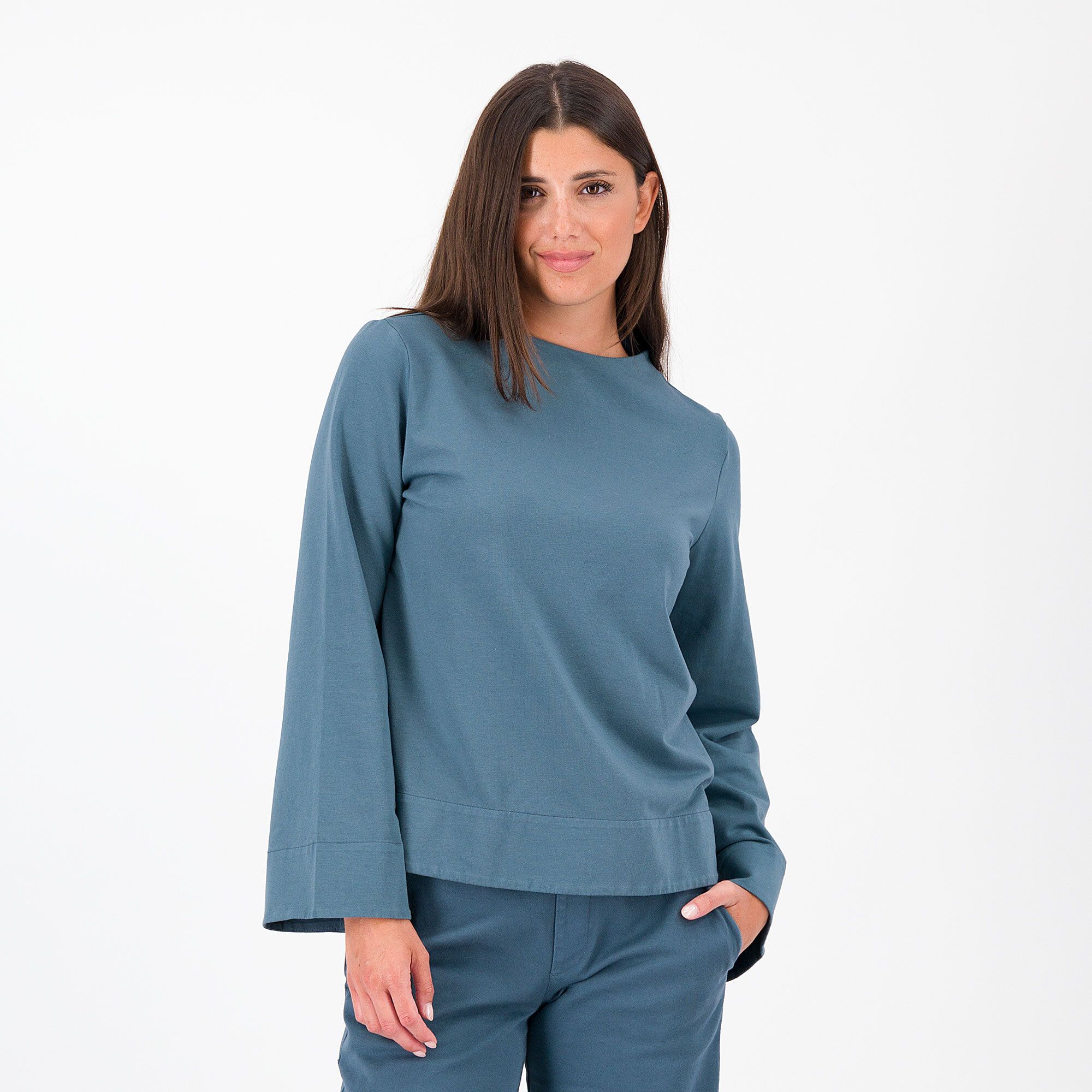 Colour Lab Felpa svasata in cotone stretch collo a cratere