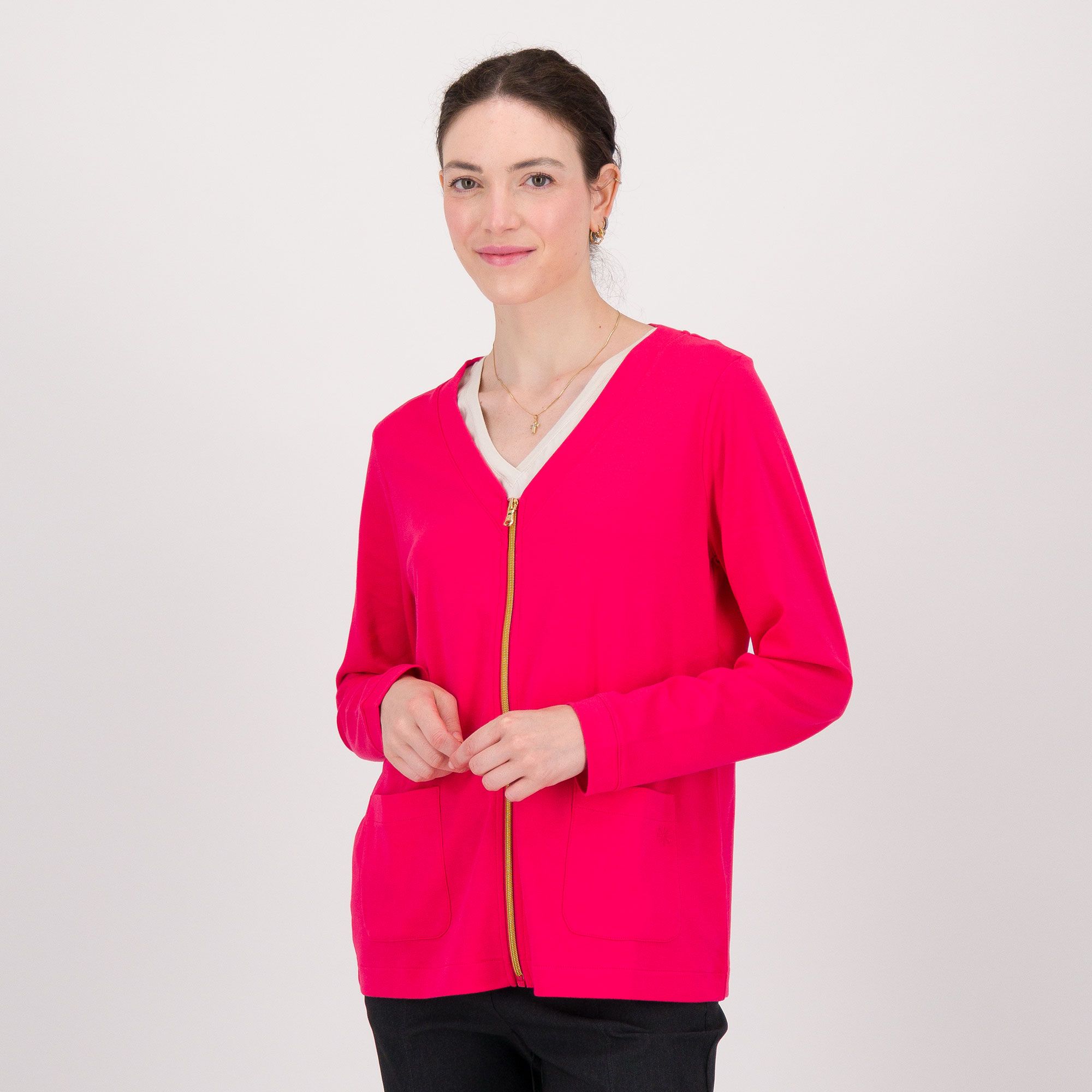 Isaac Mizrahi Live!
Cardigan in cotone
con maniche lunghe
e chiusura con zip