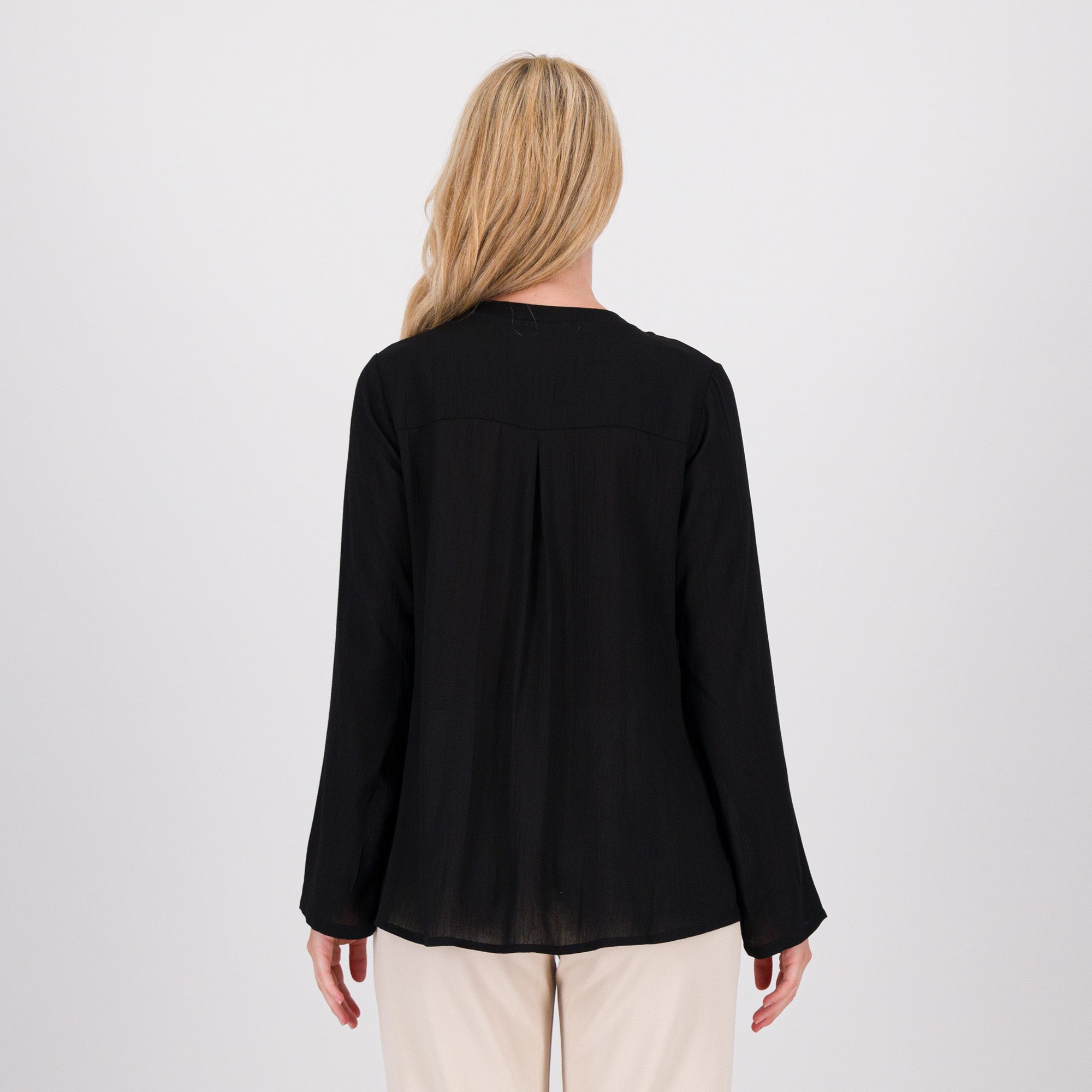 M’ama Camicia in viscosa con collo coreano e maniche lunghe