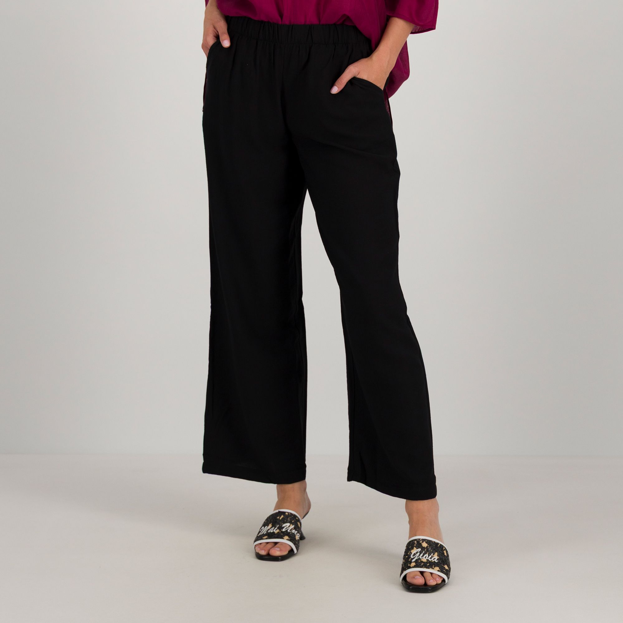 M’ama Pantaloni palazzo in misto viscosa con elastico