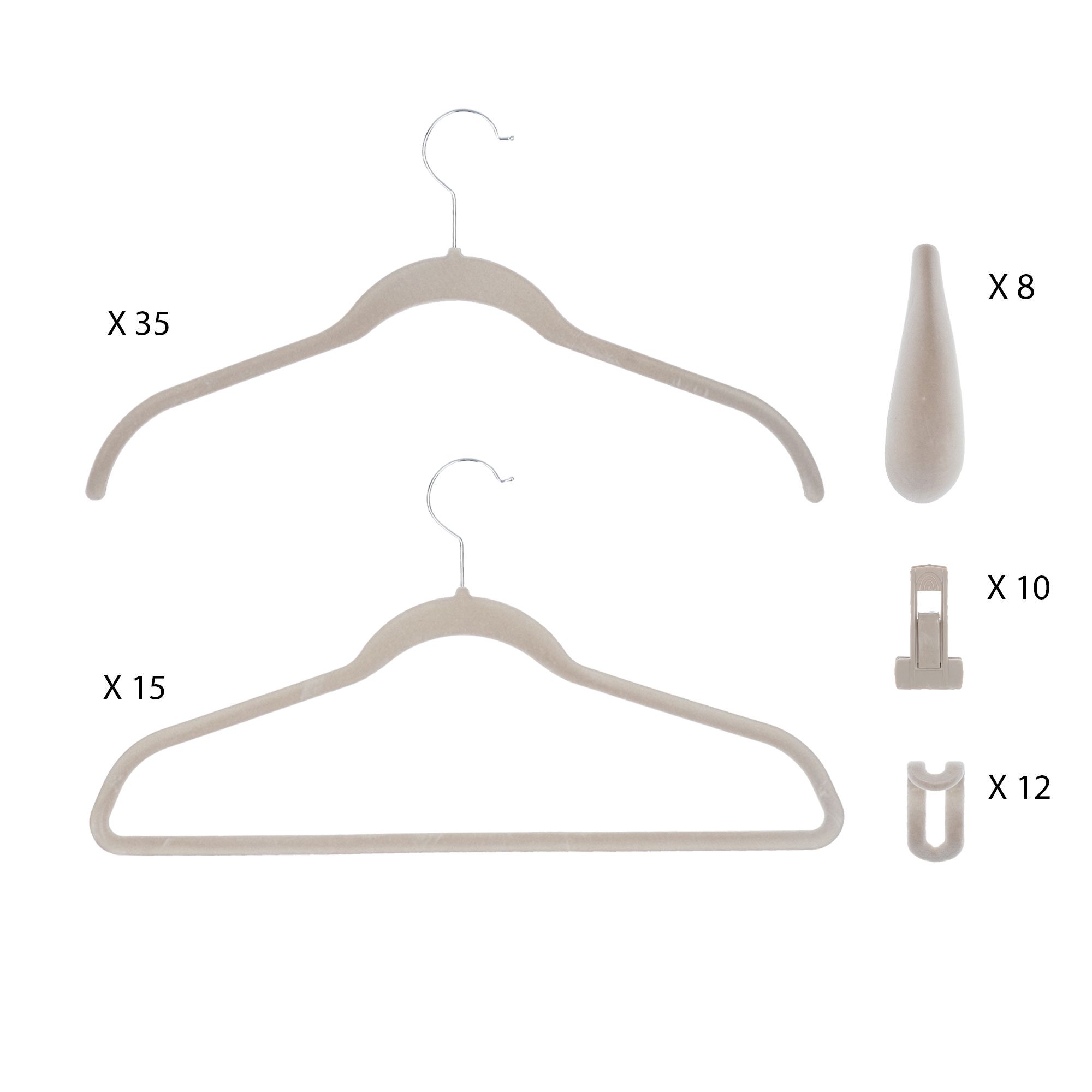 Organised Options:
Set 80 pezzi:10 clips
50 appendini
8 spalline, 12 ganci