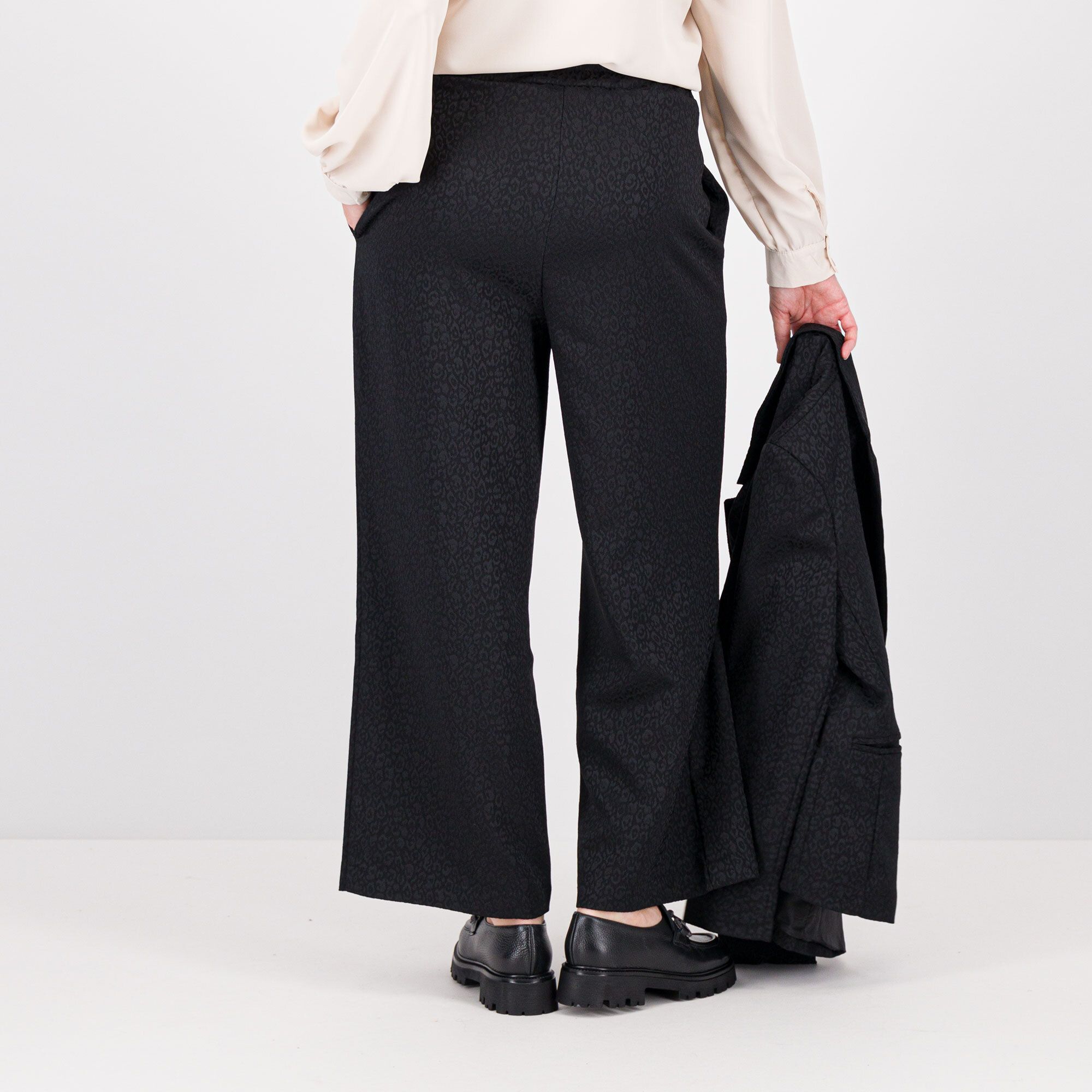 EVA Franco Ciambella Pantapalazzo jacquard maculato con elastico in vita