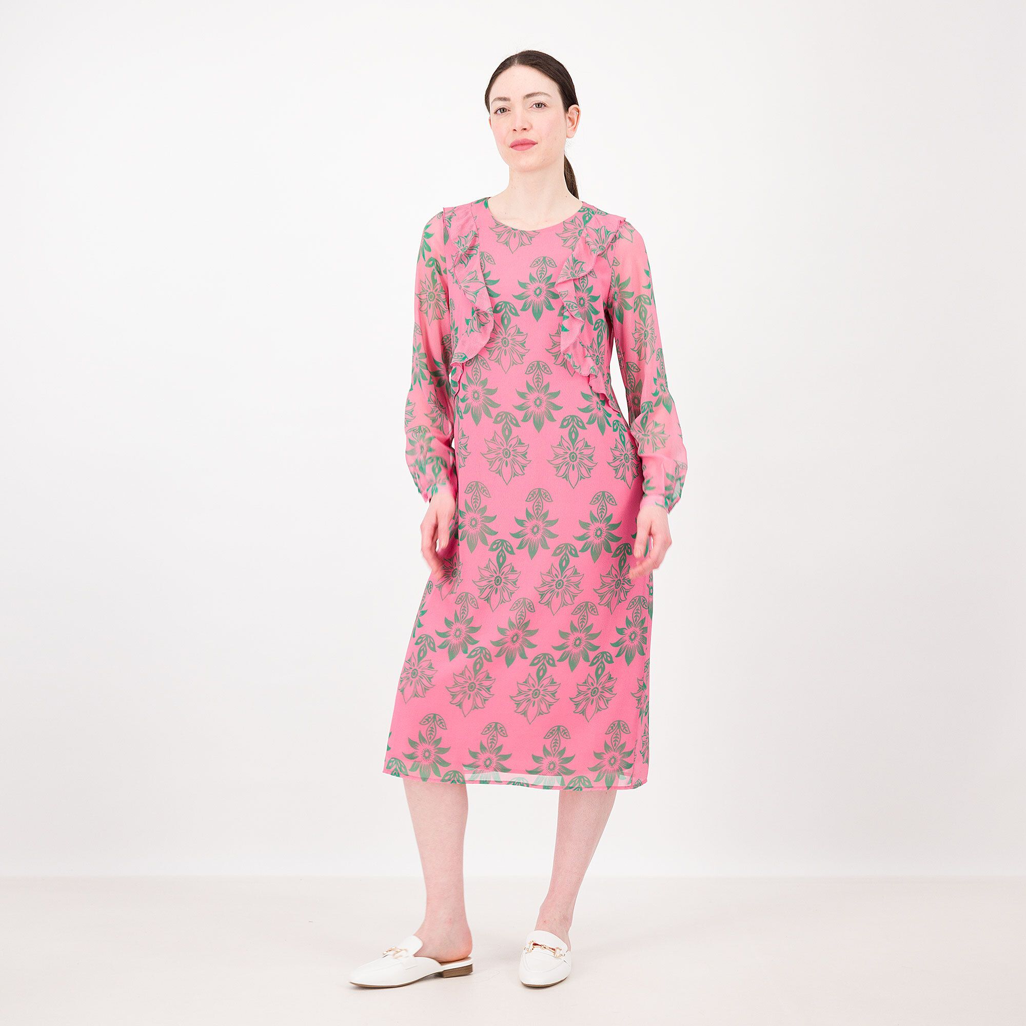 Caterina Lancini
Abito in georgette
fantasia
con volants
Made in Italy