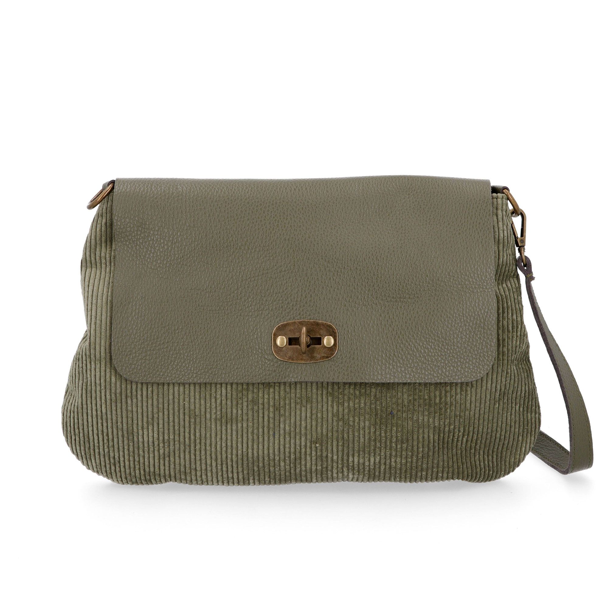 Le Corone Bags
Borsa con patta
in pelle e velluto
tracolla removibile