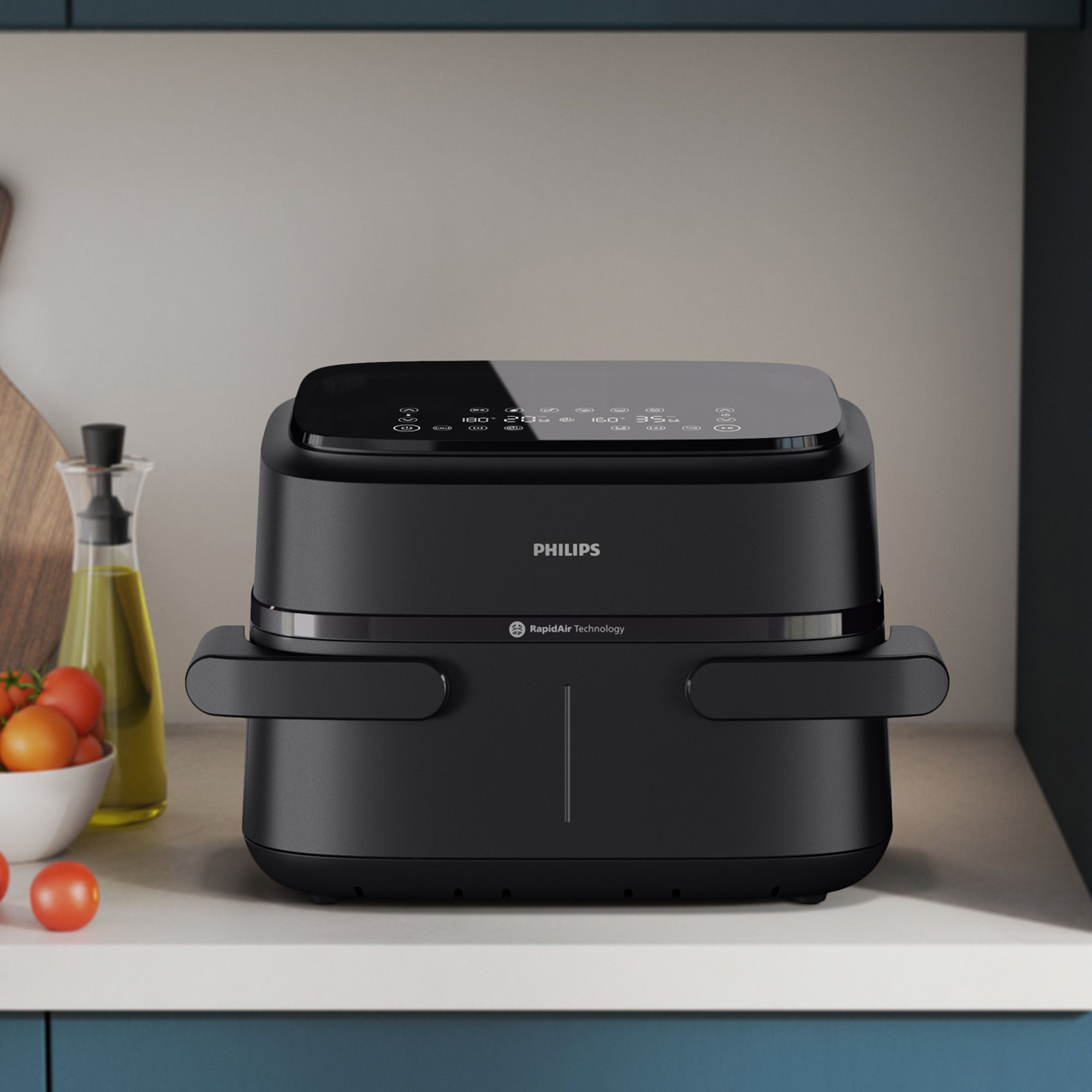 Philips NA150/00
Friggitrice ad aria
con cestello doppio
e capienza 7,1 litri
