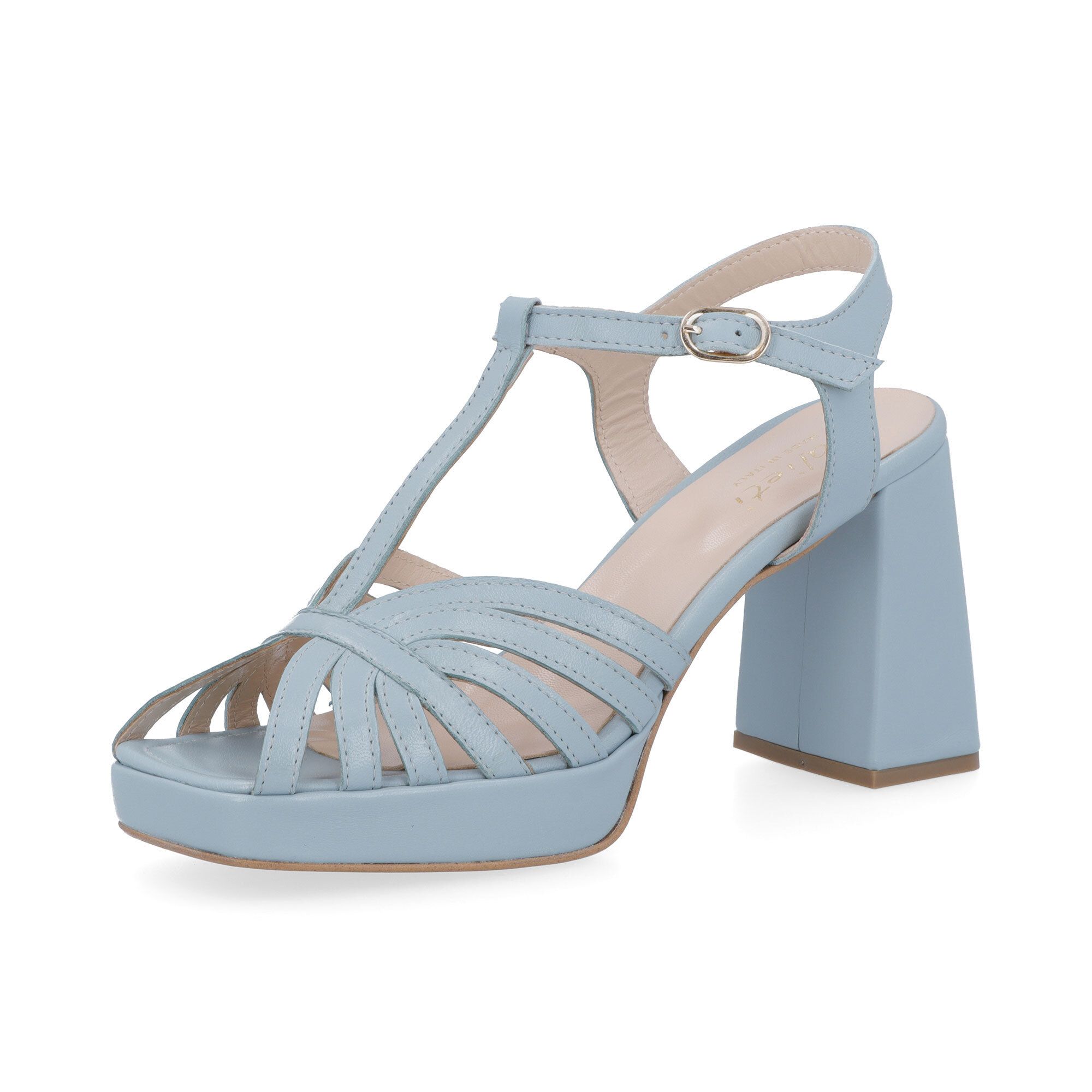 Galieti
Sandali a T in pelle
con tacco 9 cm e
fascette