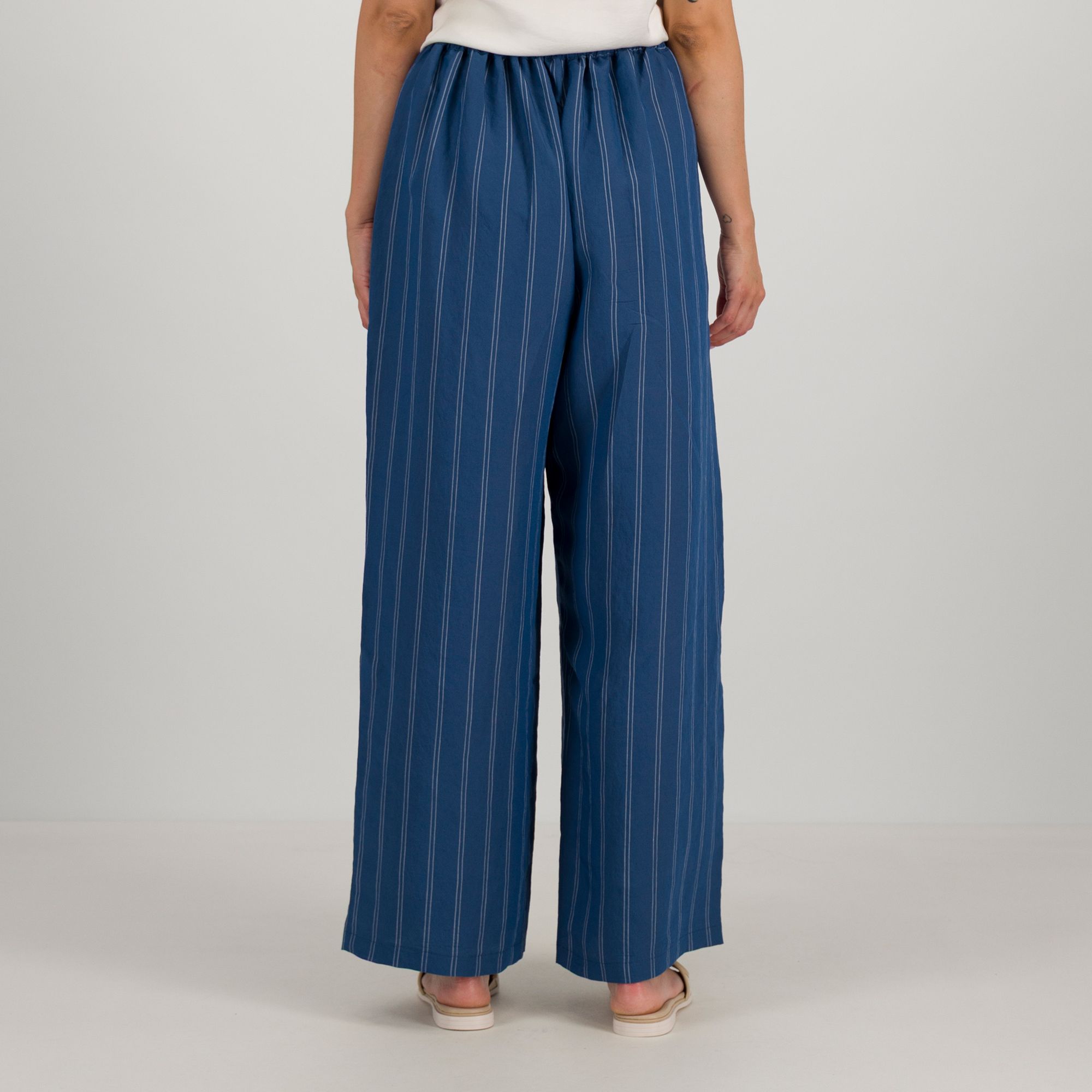 Enjoy Pantaloni palazzo gessati con elastico dietro