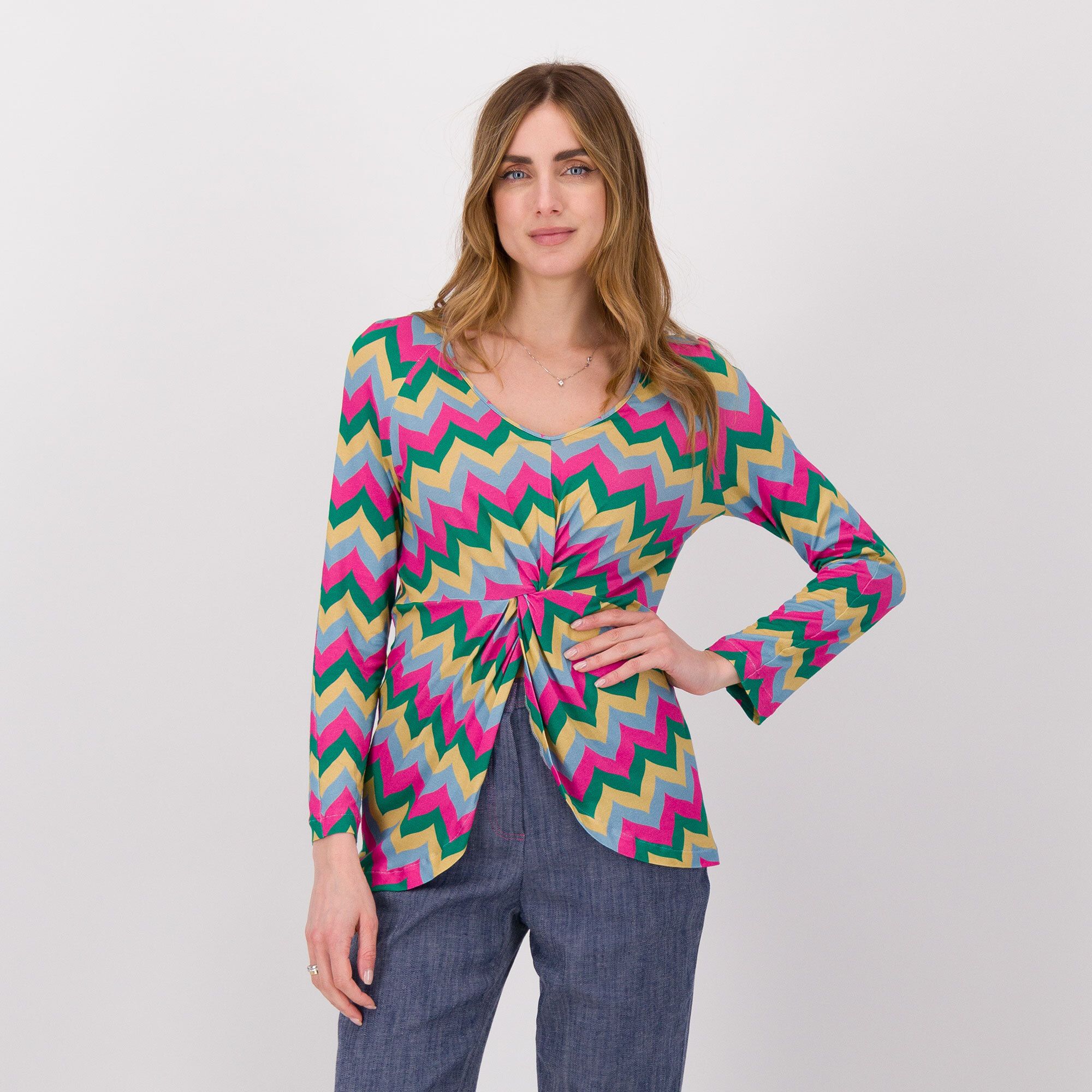 EXTESA Blusa maniche lunghe fantasia linea a tulipano