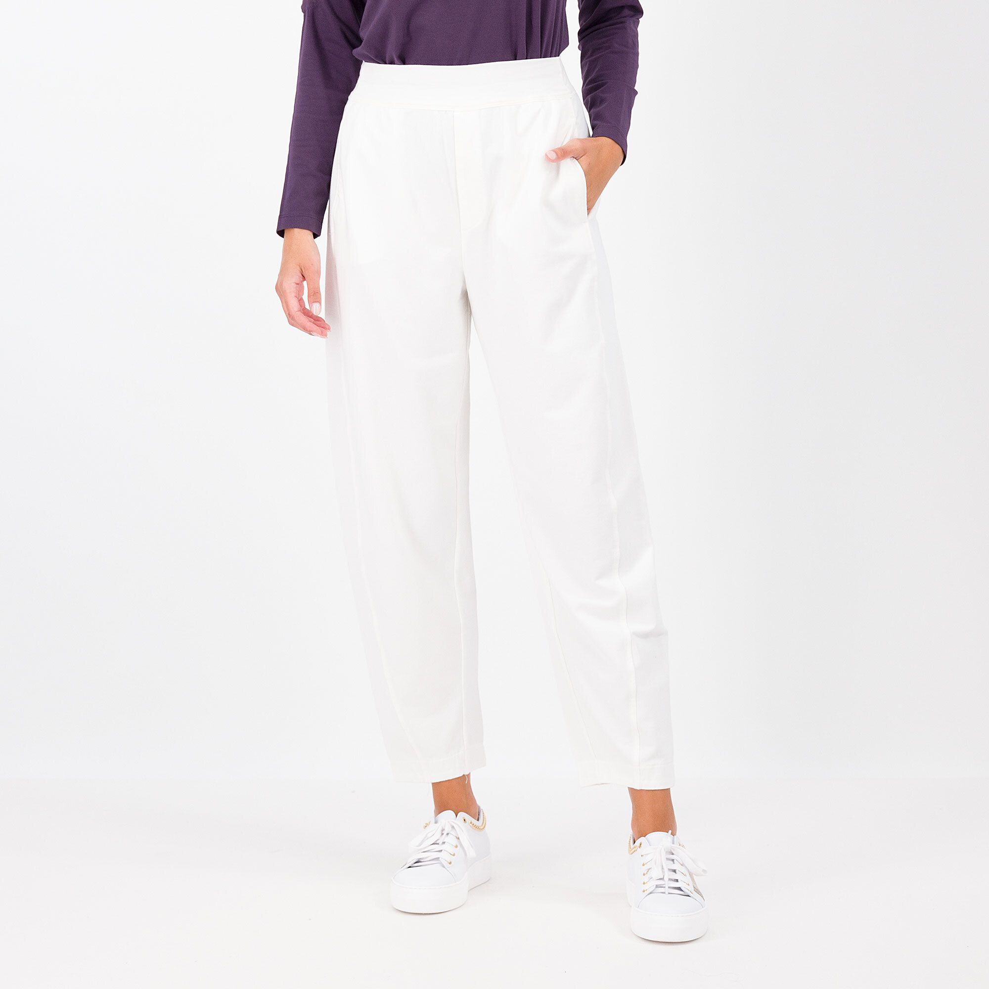 QVC Colour Lab Pantaloni a carota in felpa e jersey di cotone