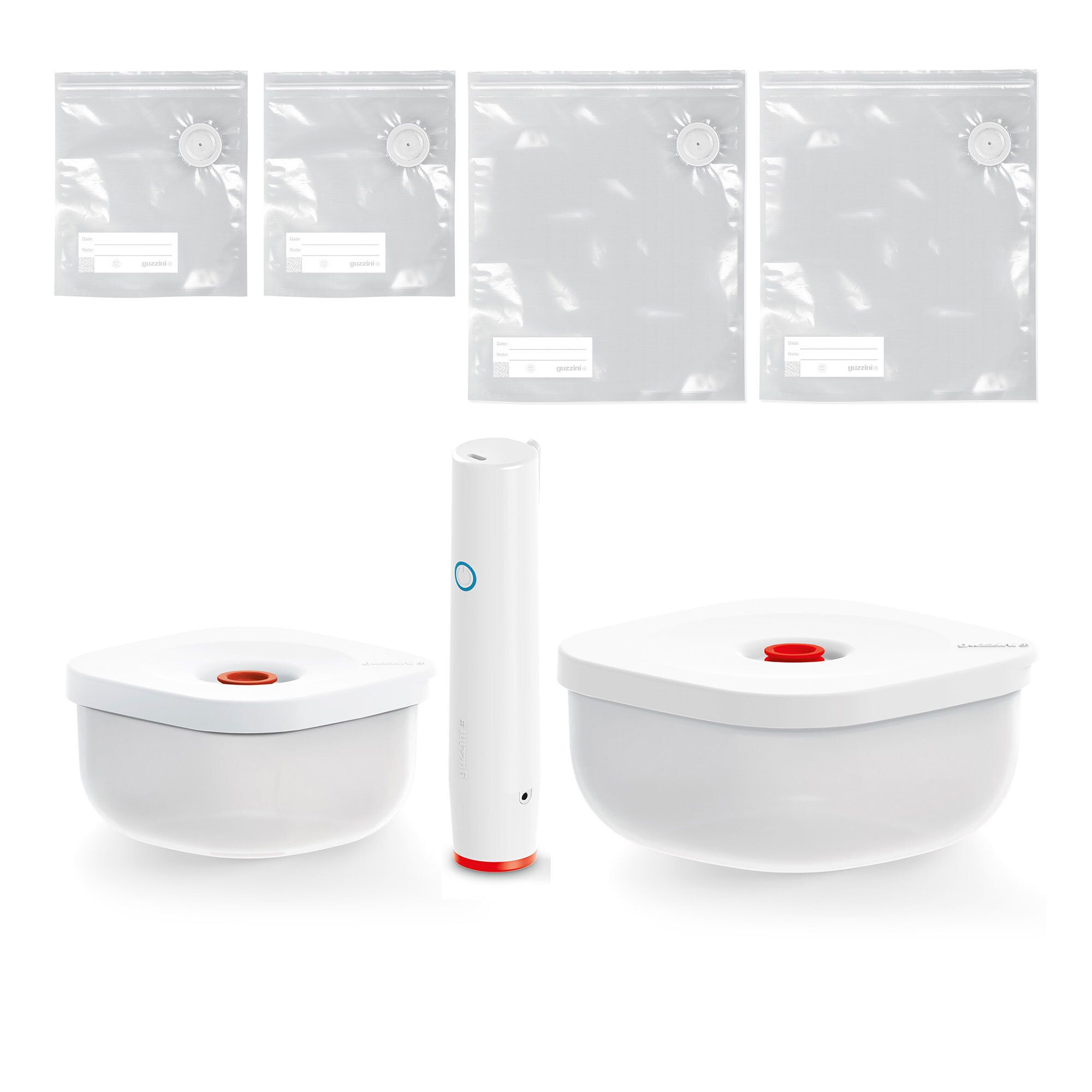 Guzzini Saveit
Kit Sottovuoto:
sacchetti,contenitori
pompa cordless