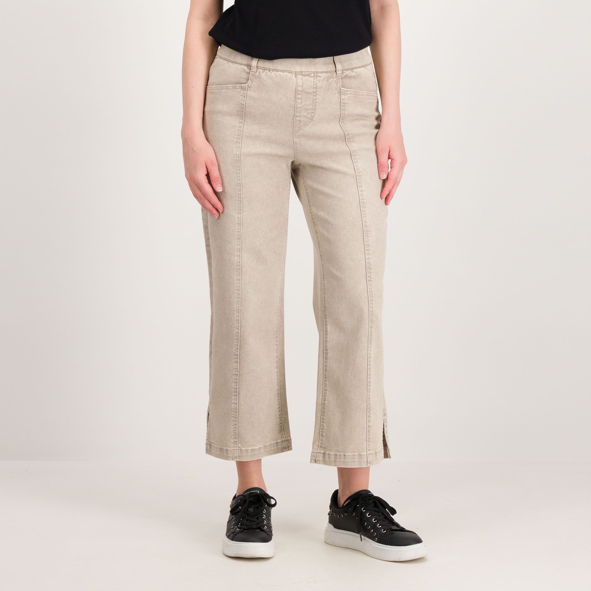 Isaac Mizrahi Live! Jeans cropped a gamba larga con cuciture a vista