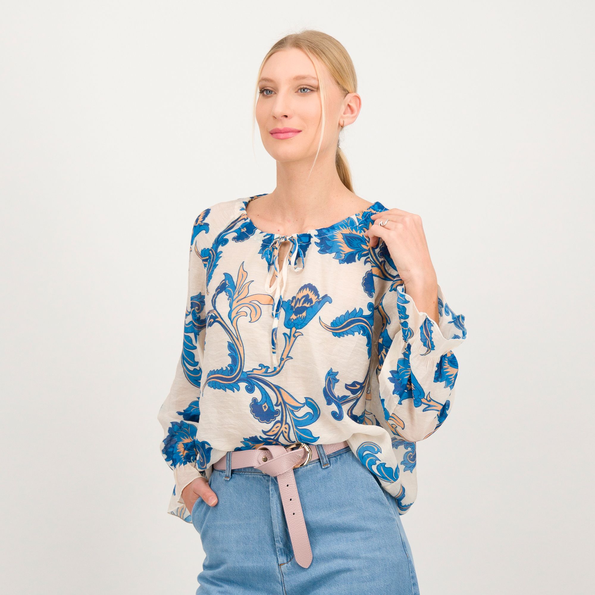 Mood Atelier Blusa girocollo fantasia