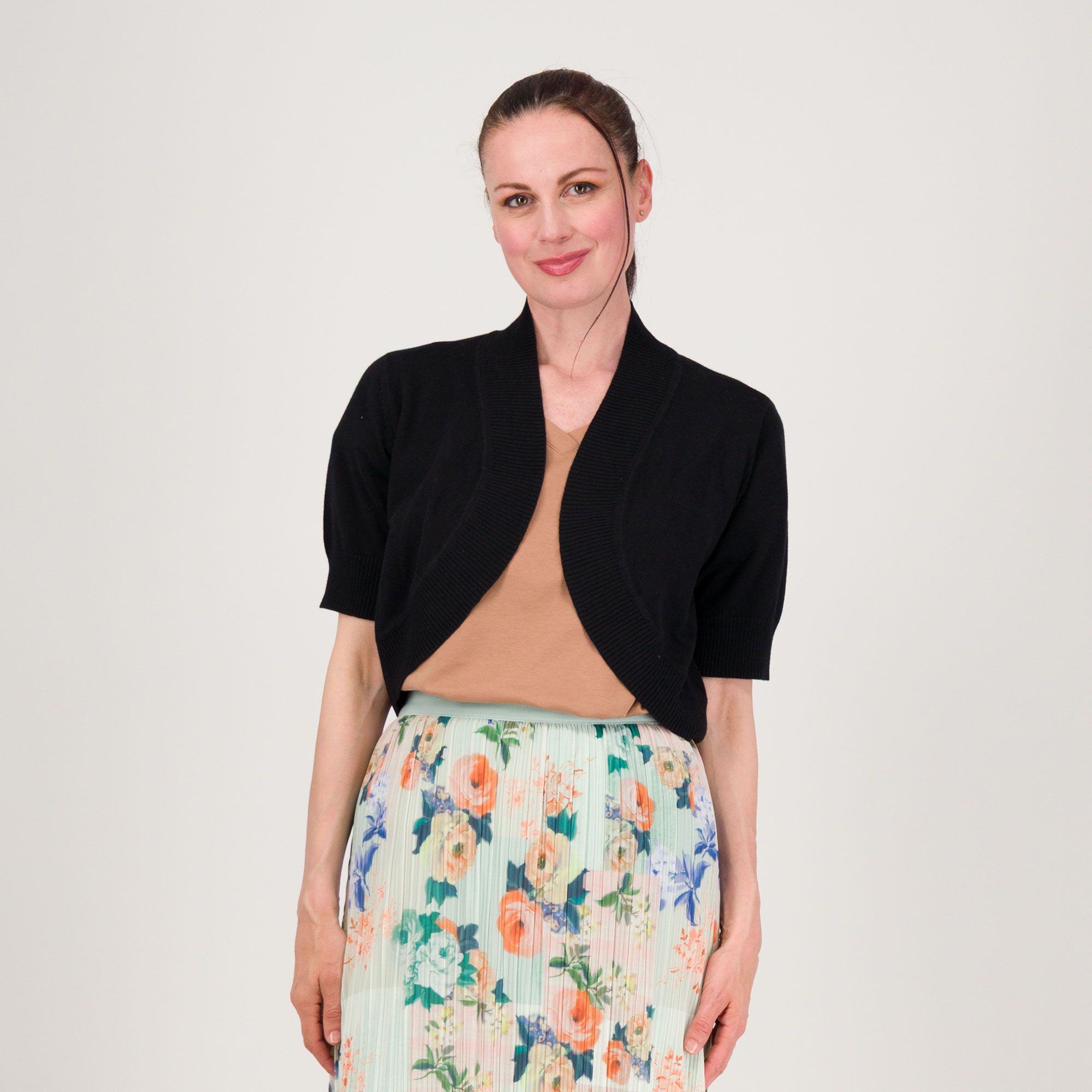 Isaac Mizrahi Live! Cardigan coprispalle a maniche corte stondato davanti