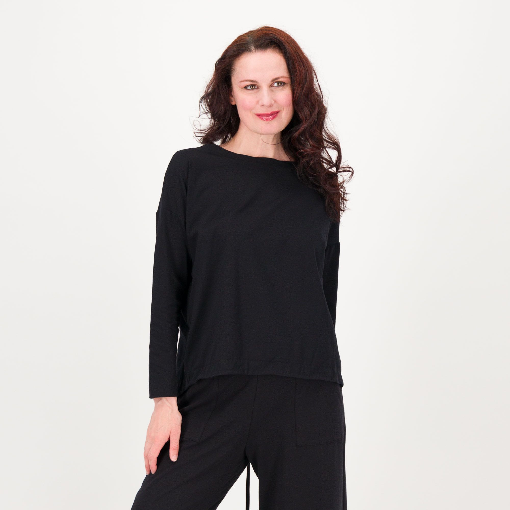 Caterina Lancini Blusa a manica lunga in cotone elasticizzato