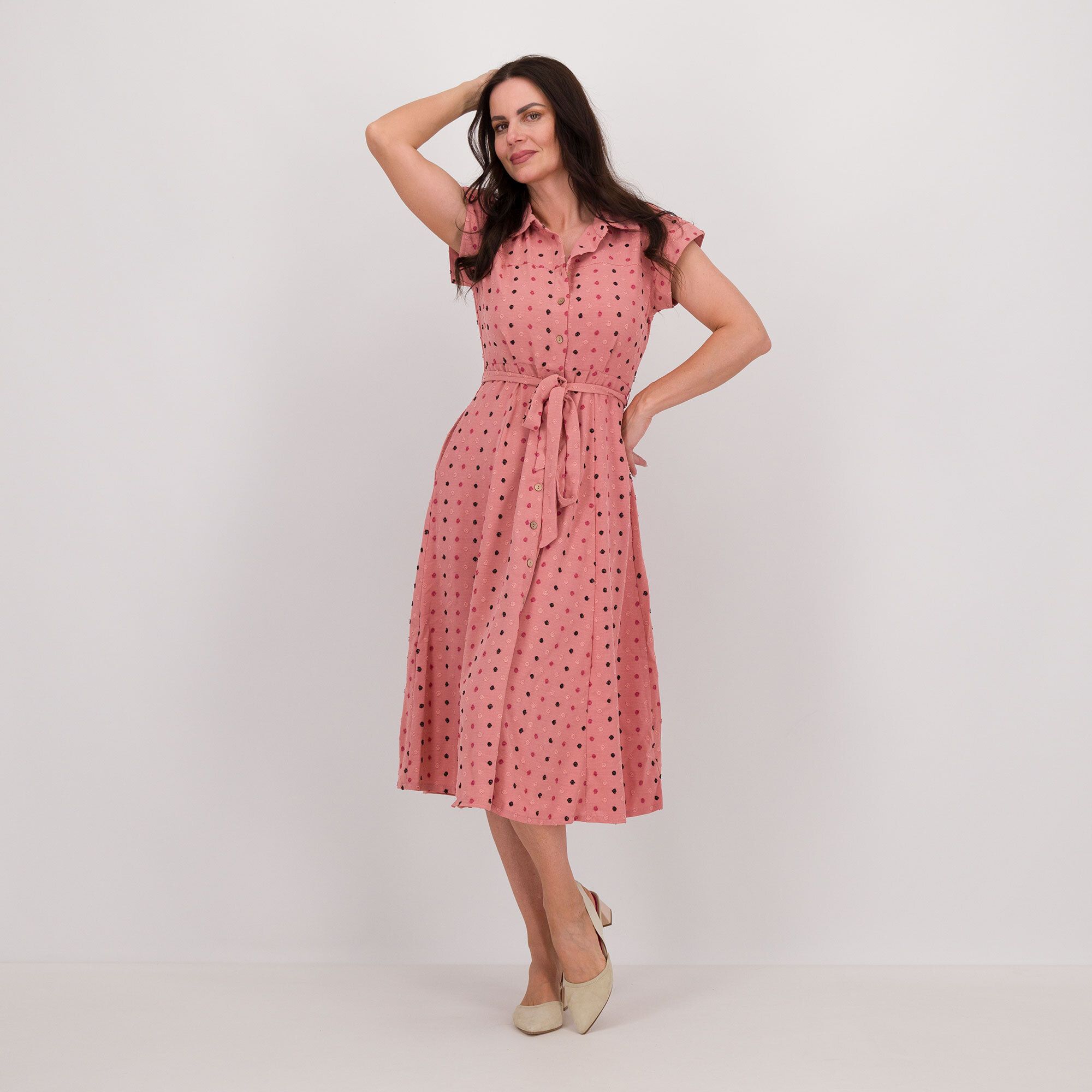 Nina Leonard
Abito chemisier
in tessuto fantasia
jacquard a pois