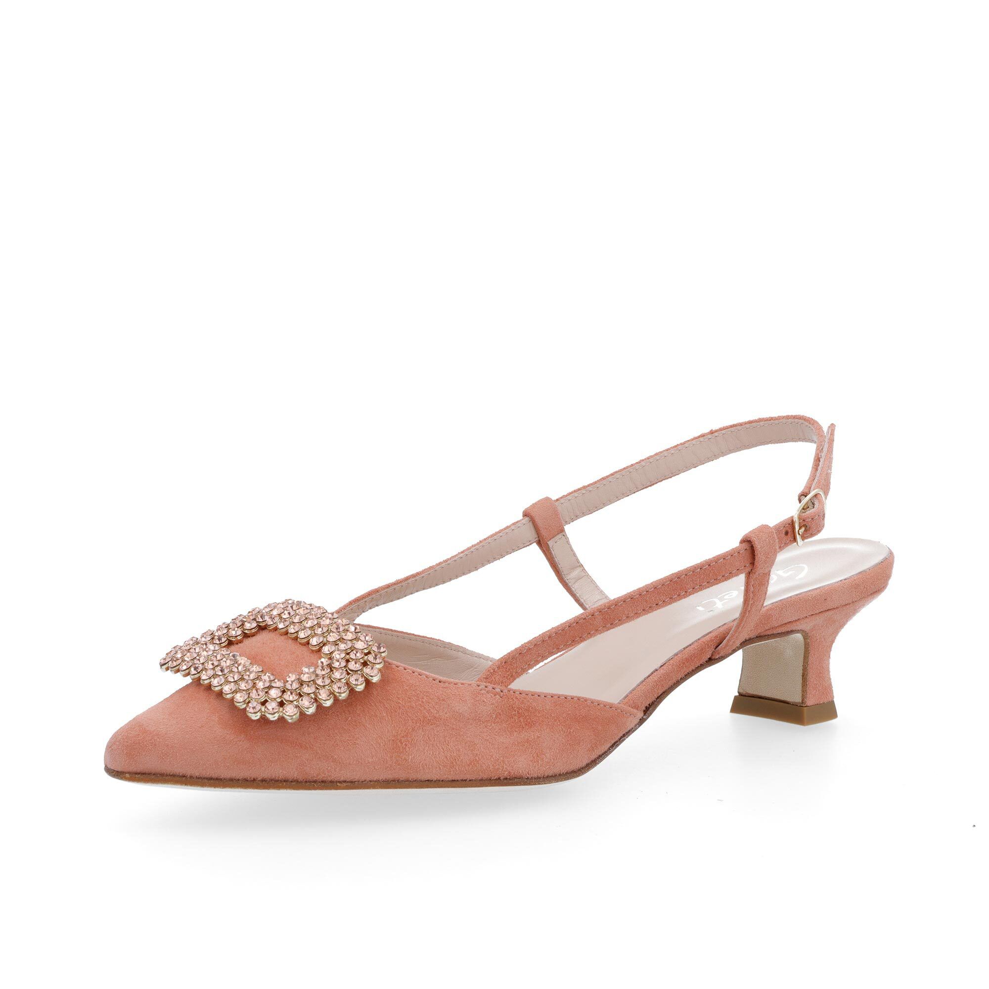 Galieti Sling back in pelle scamosciata, fibbia decorativa, tacco 4cm