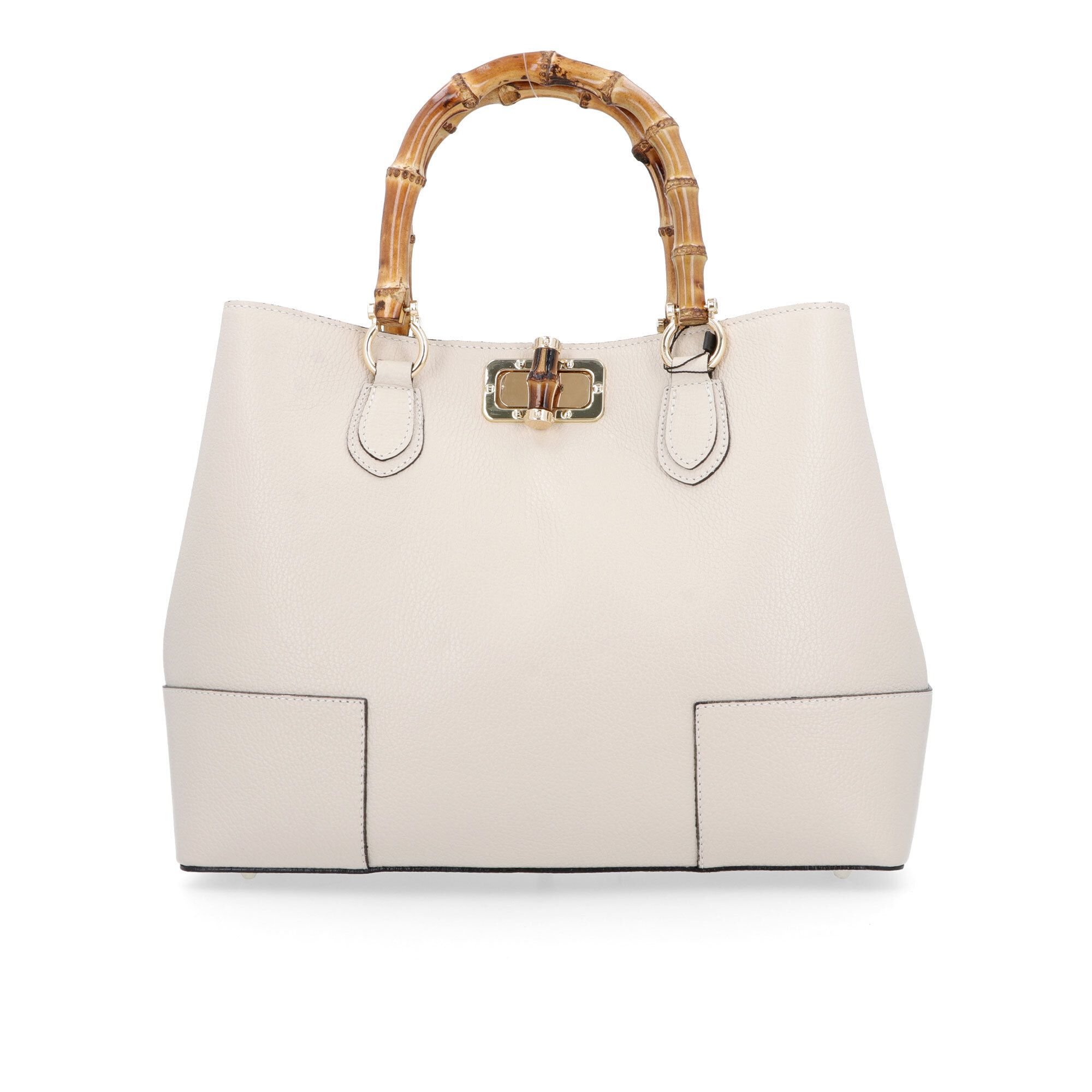 Le Corone Bags Borsa a mano Anita in pelle manici in bamboo