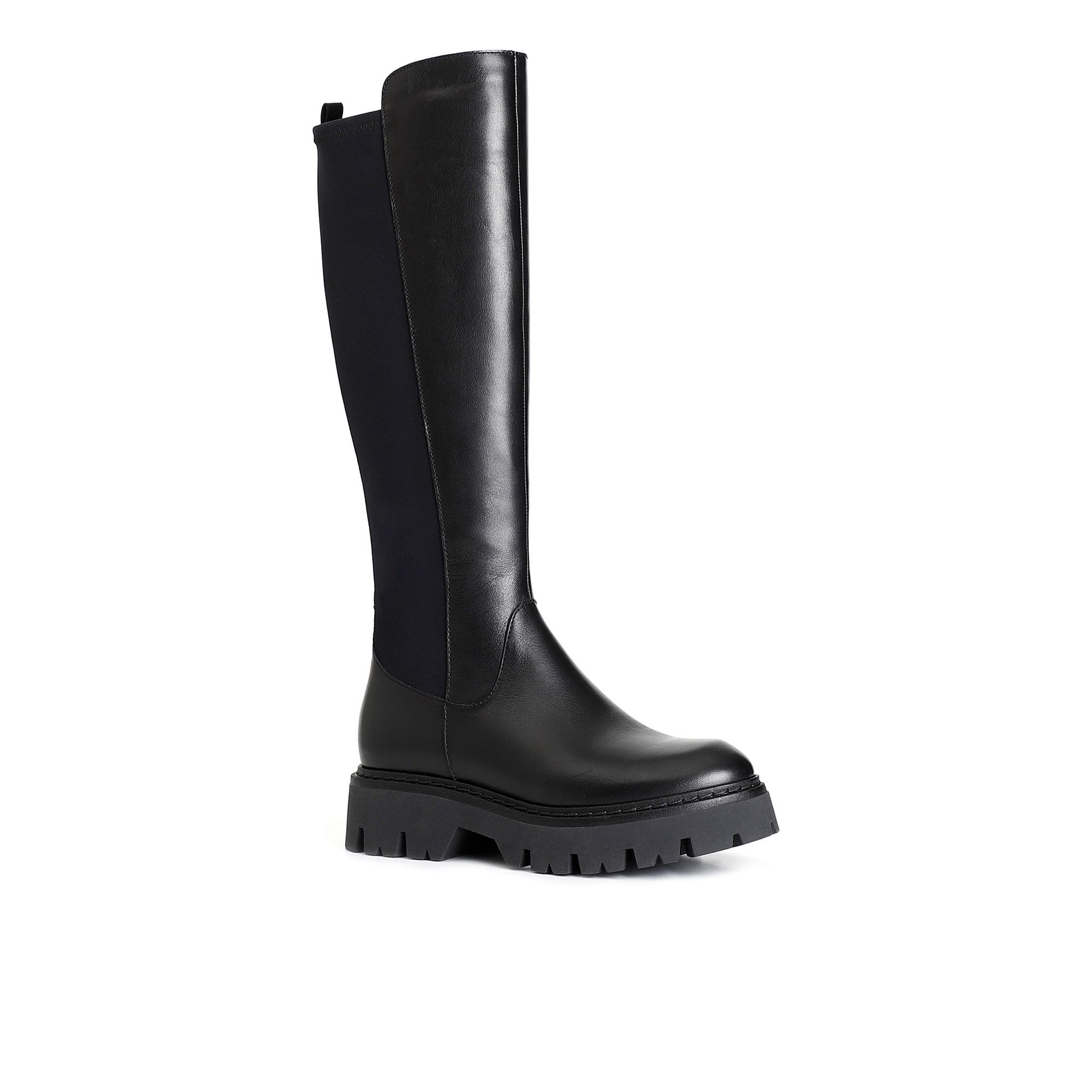 Cafè Noir Stivali alti in pelle con zip interna e suola 4 cm