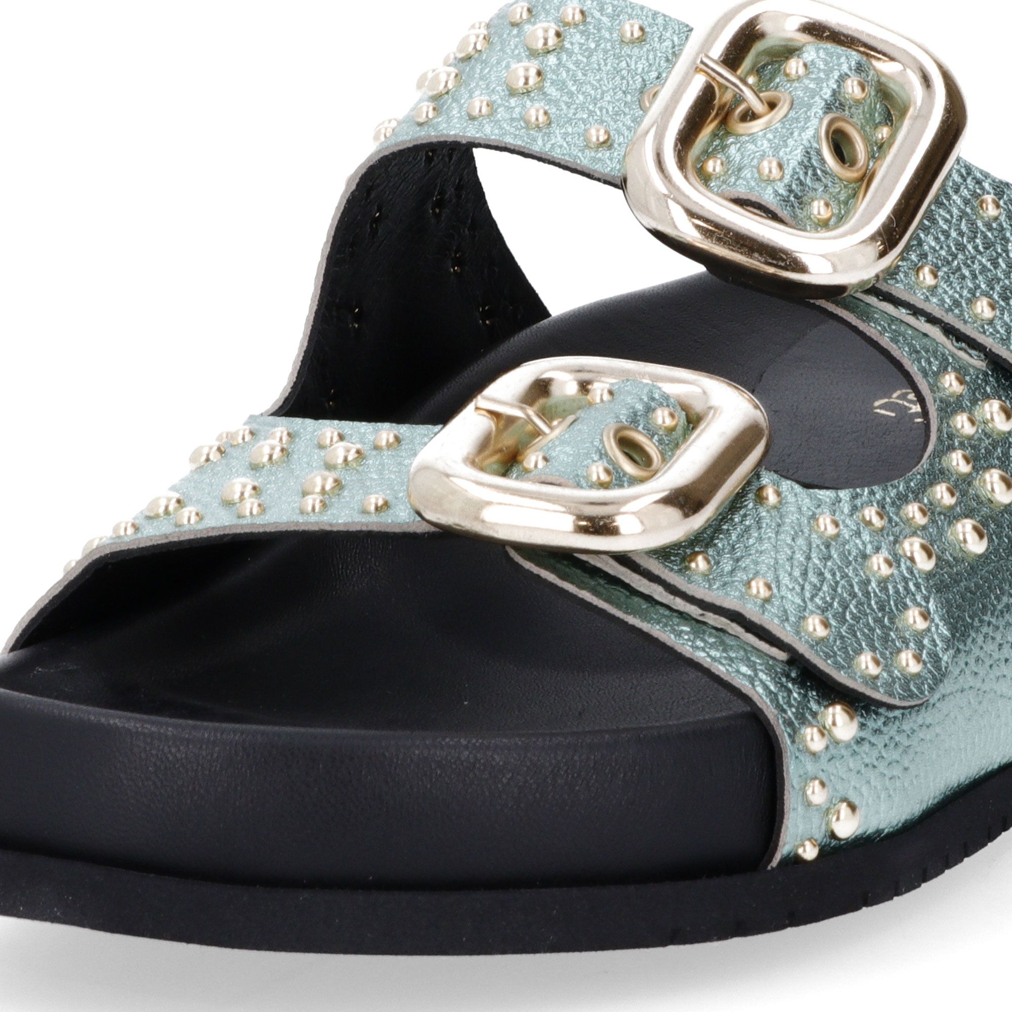 Galieti Sandali in pelle laminata bottolata con borchie