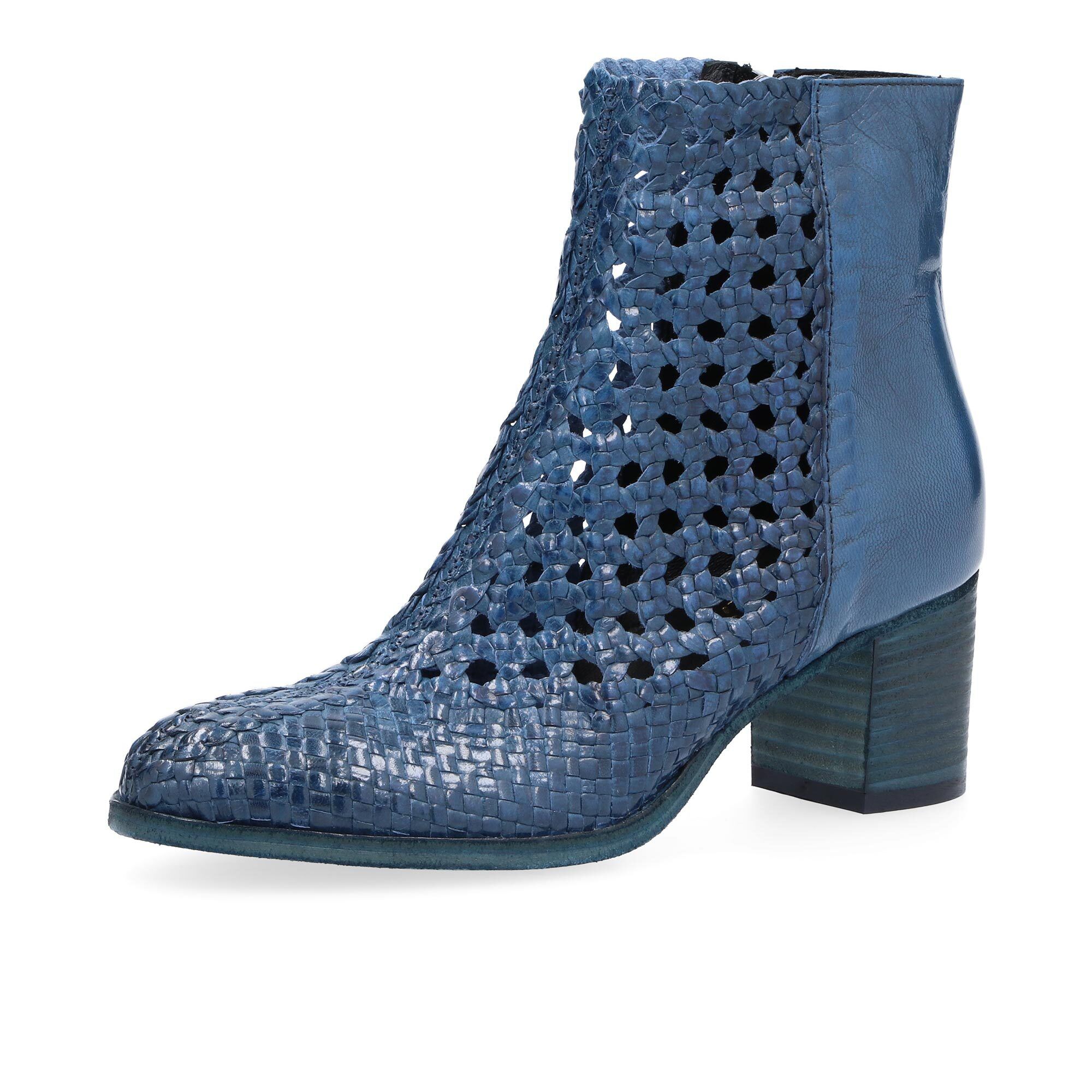 Galieti Tronchetto in pelle intrecciata con tacco 6,5 cm