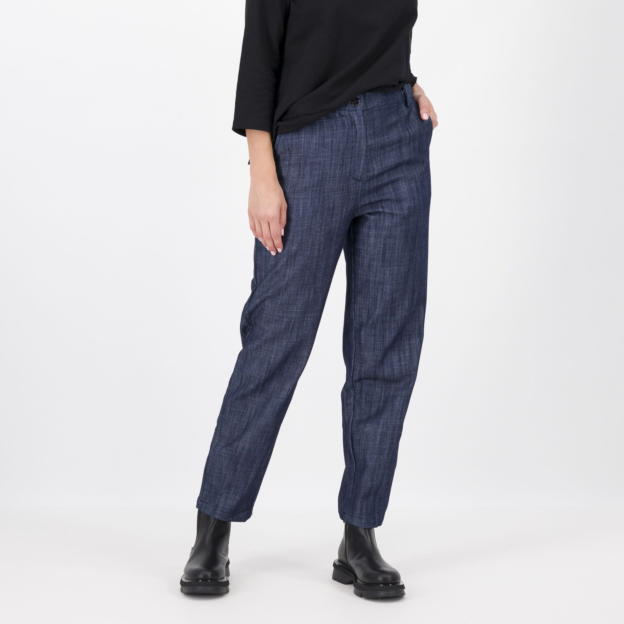 QVC Officina della Moda Pantaloni balloon in tessuto jeans