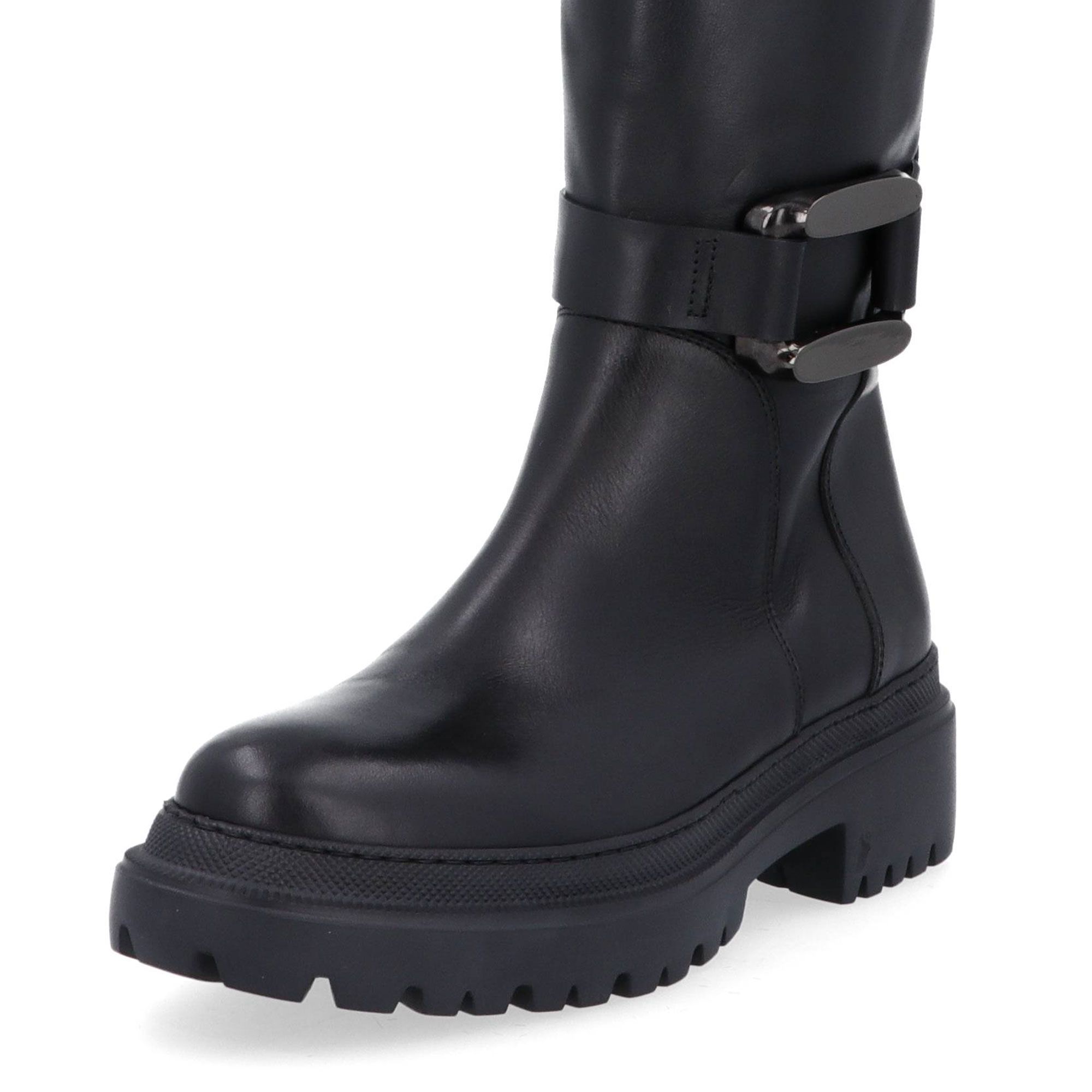 FAIRE Stivali alti in pelle con fascetta e fibbia decorativa