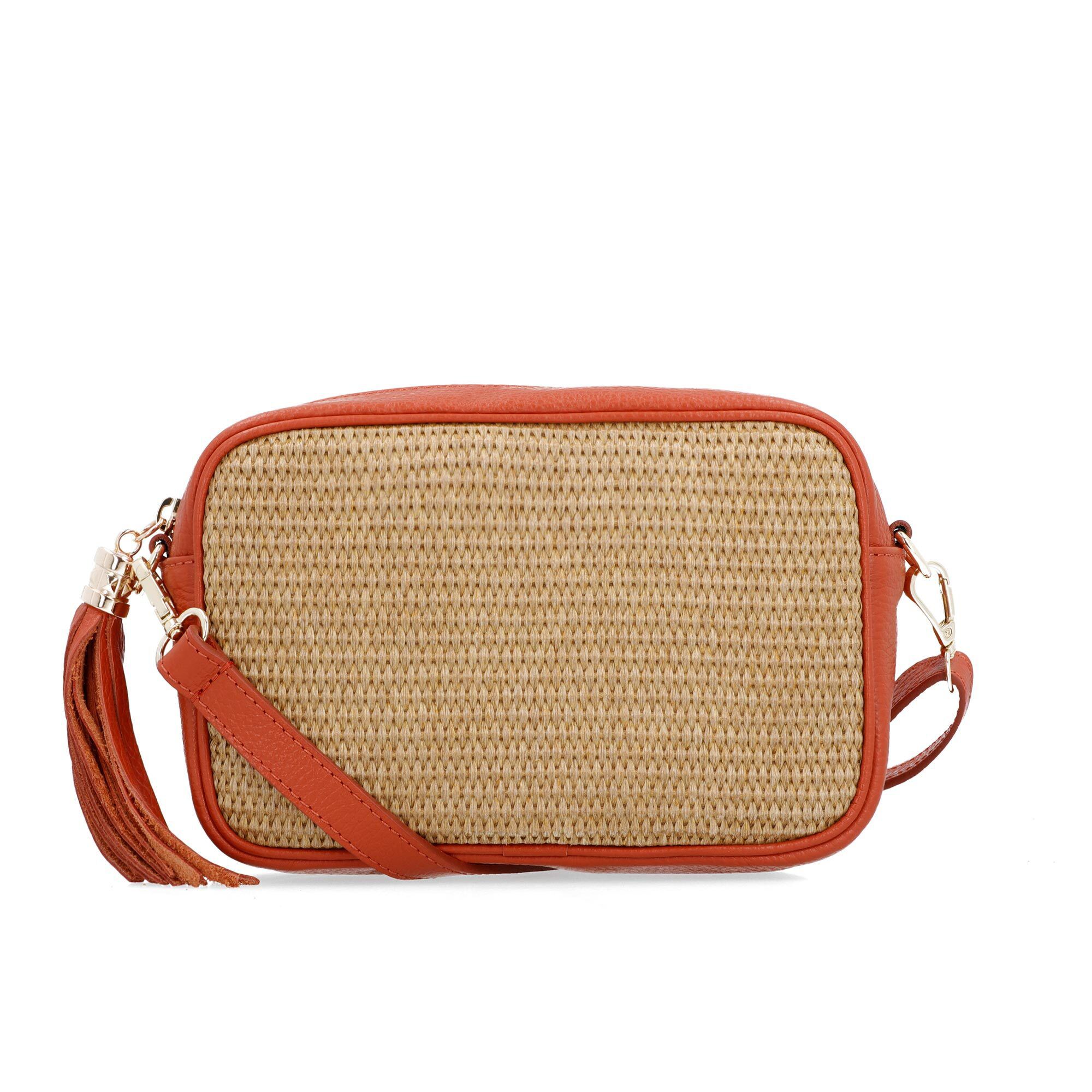 Le Corone Bags
Borsa a tracolla
camera bag in pelle
e rafia