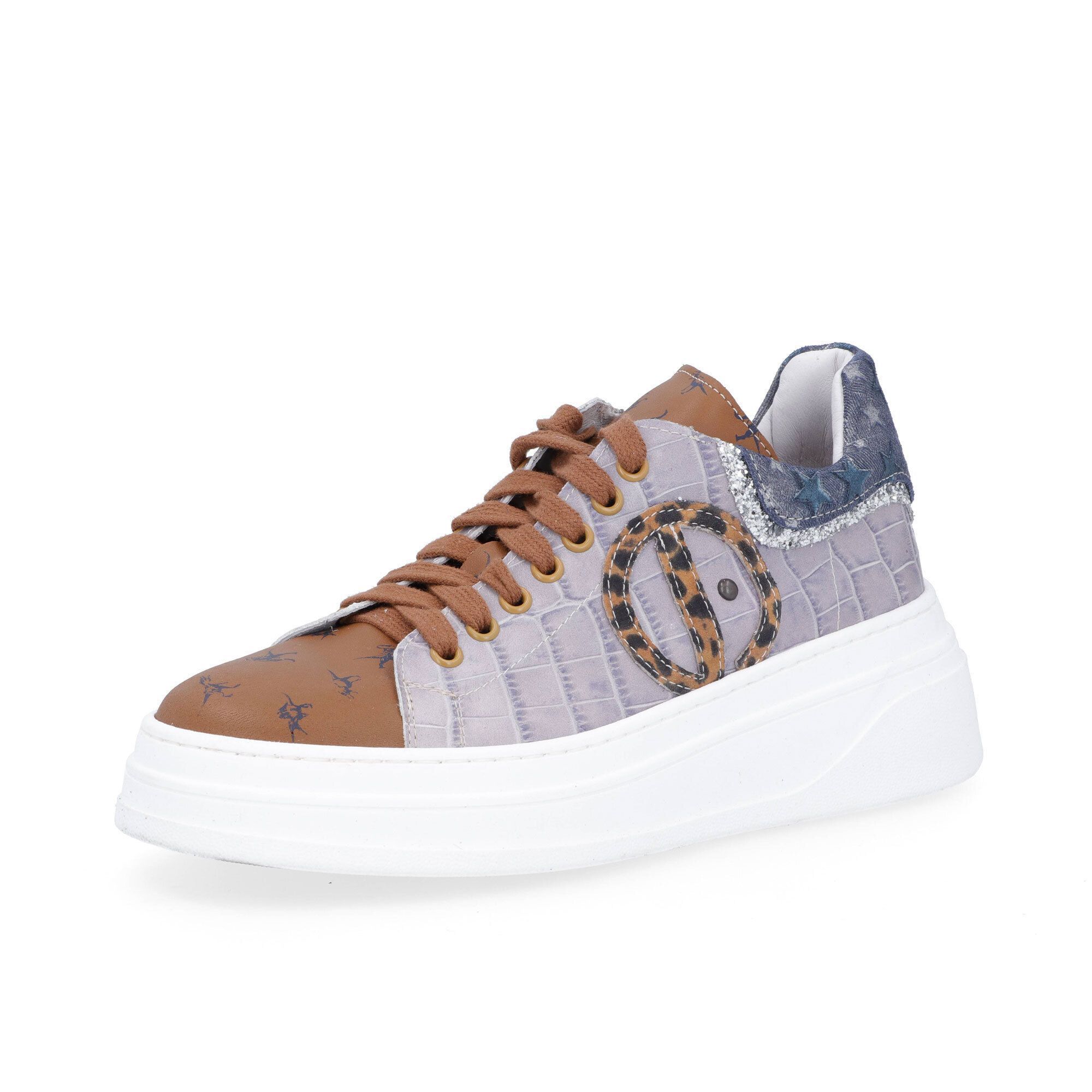 Ebarrito Sneaker patchwork in pelle con zeppa 5,5 cm