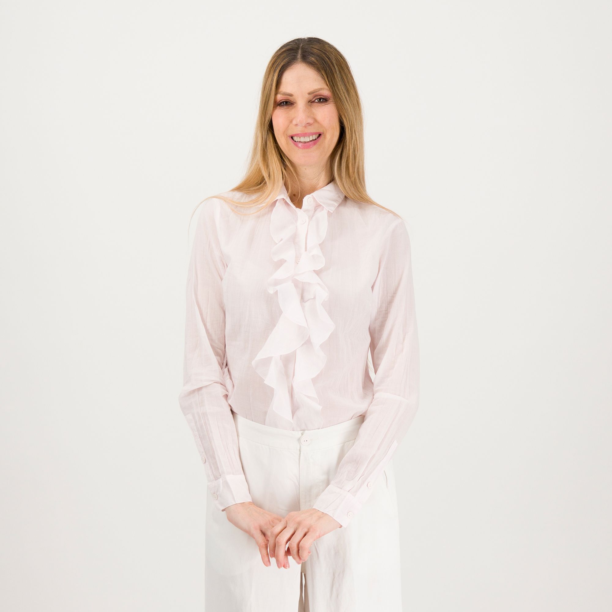 Colour Lab
Camicia in mussola
di cotone con
rouches davanti