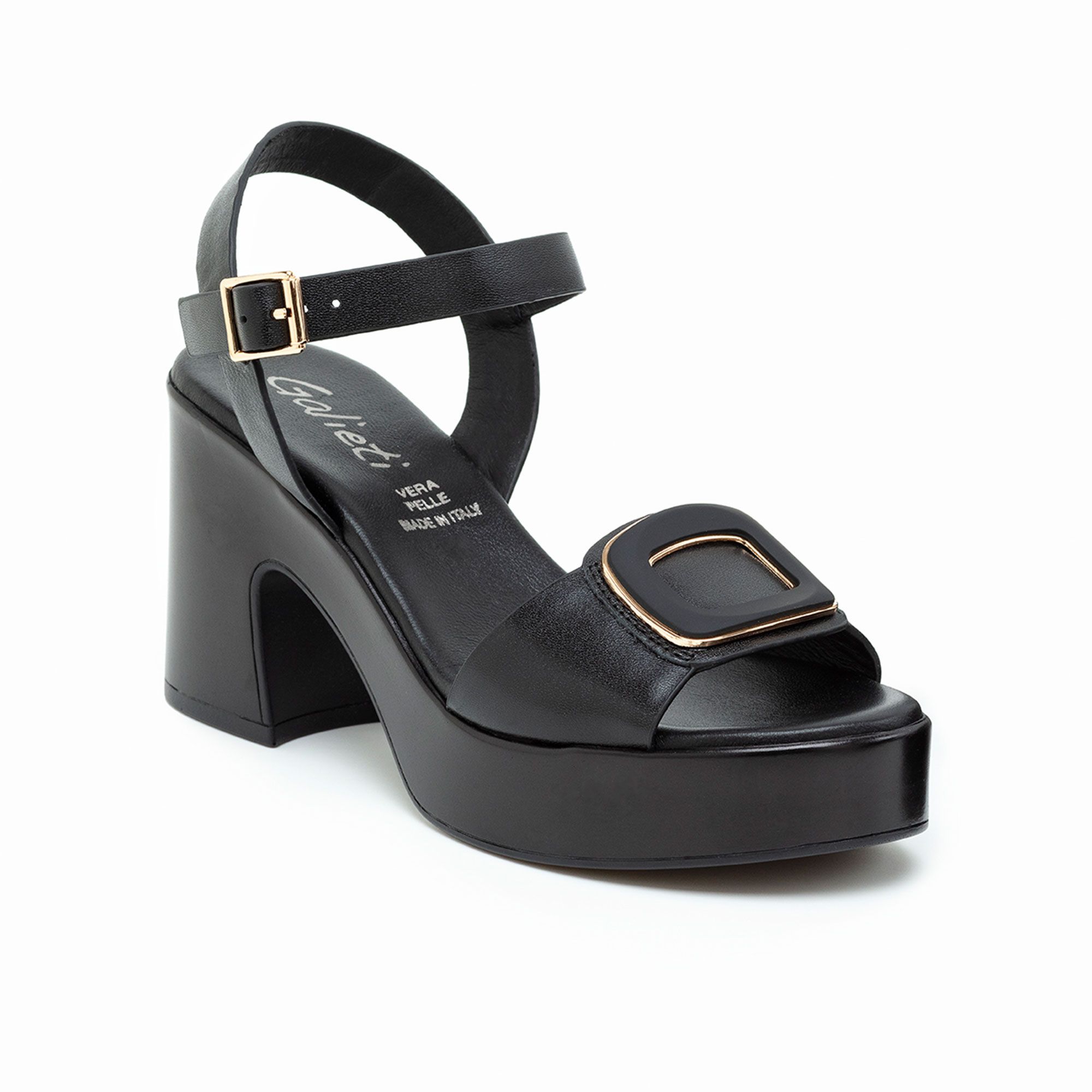 Galieti Sandali in pelle fascia con fibbia e tacco 9 cm