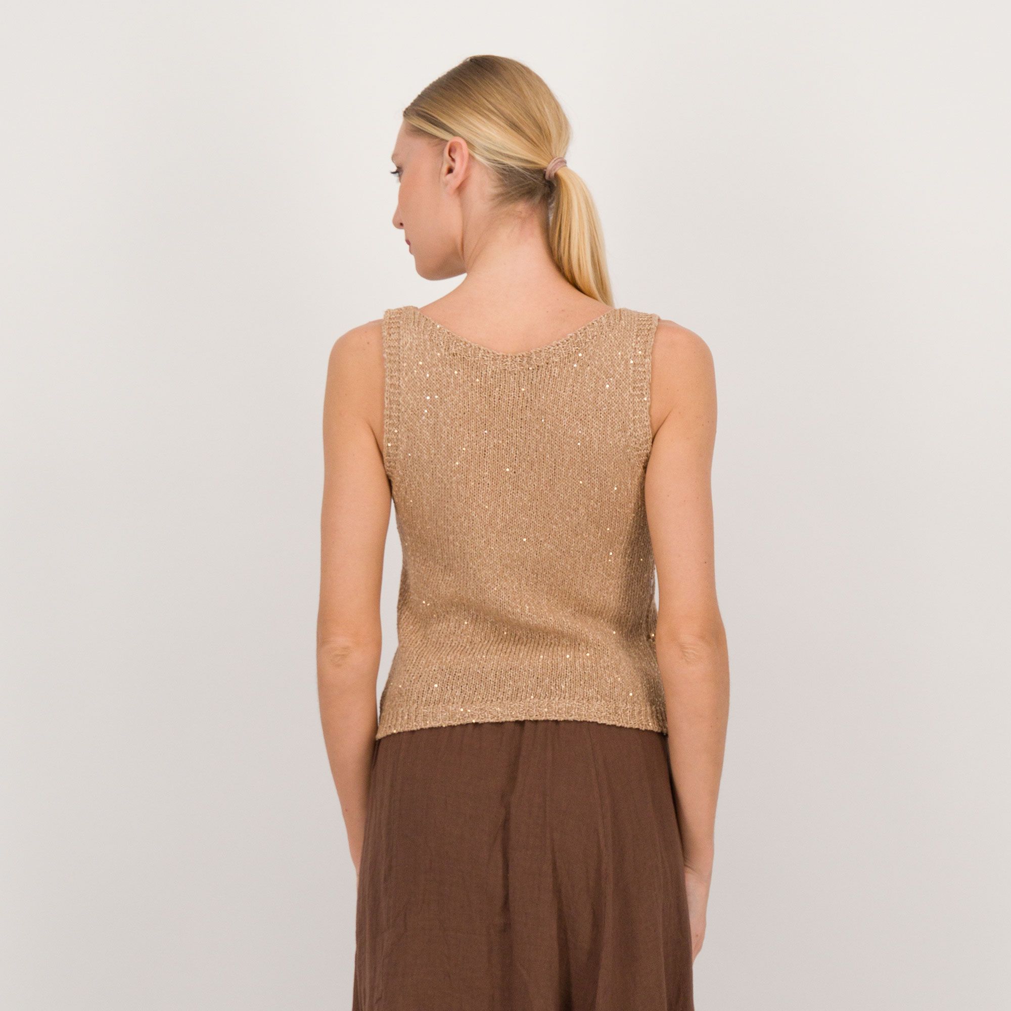 Risskio Top smanicato con spalline medie e paillette