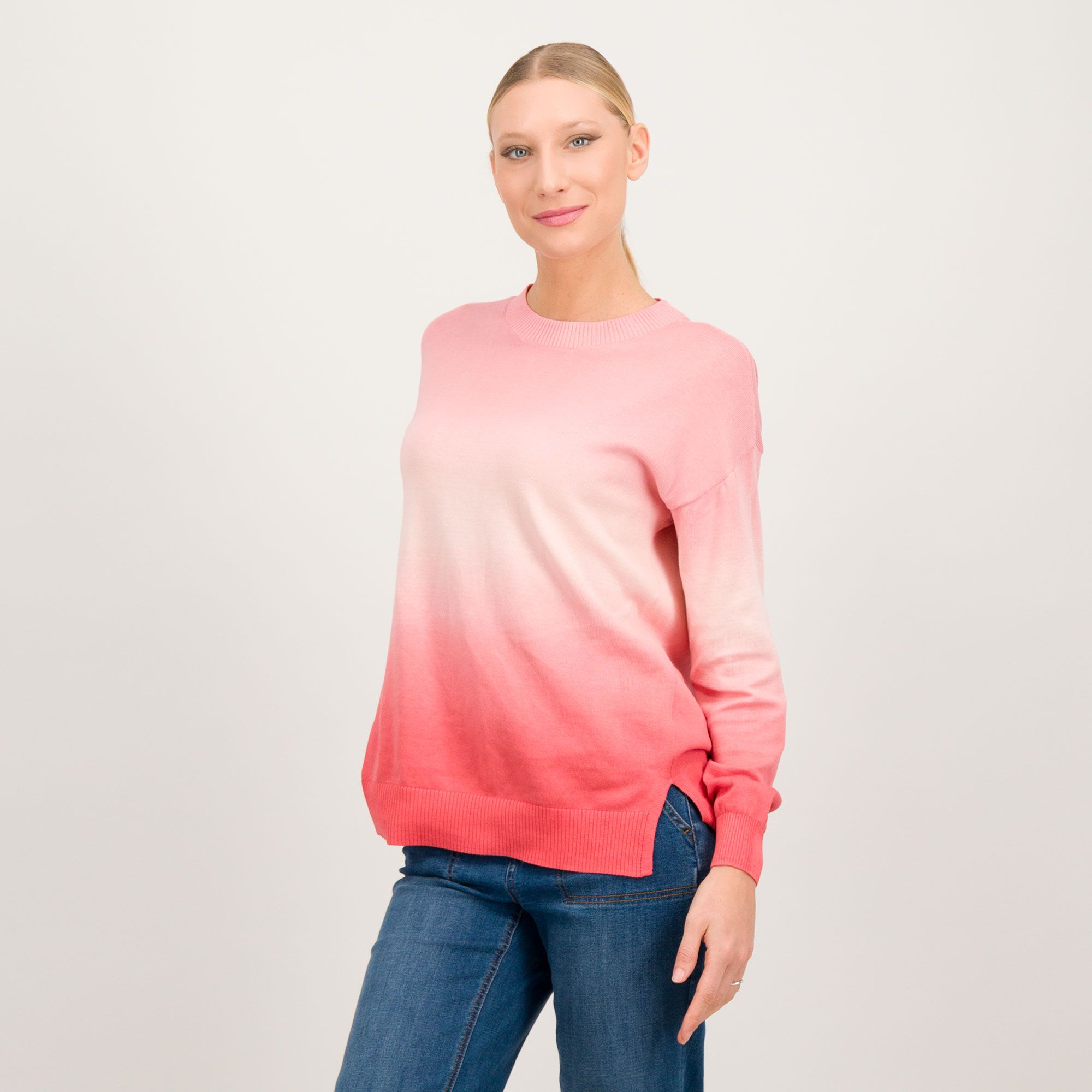 Denim & Co.
Felpa in puro cotone
scollo tondo
con motivo tie-dye