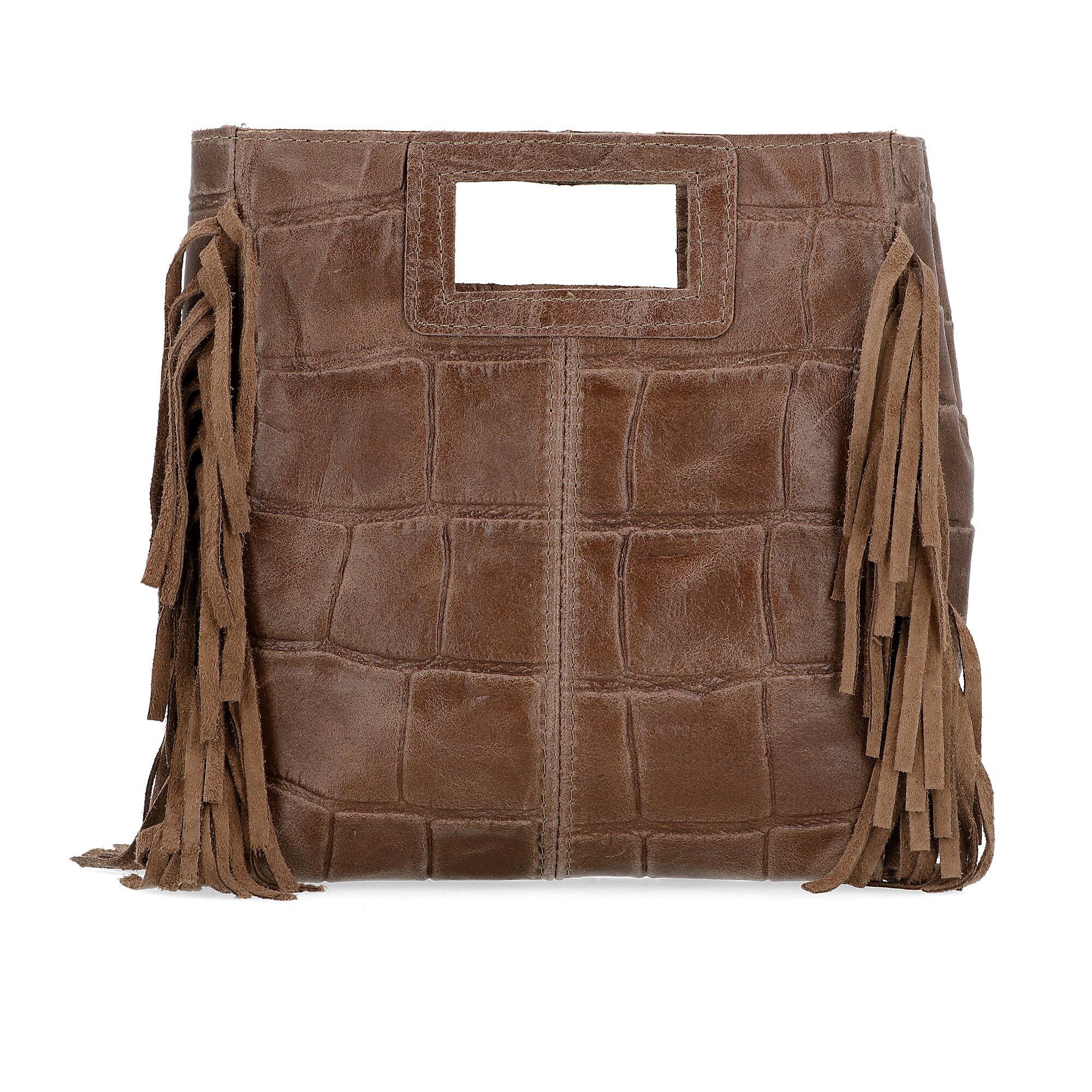 Le Corone Bags
Borsa a tracolla 
in pelle, stampa 
cocco con frange