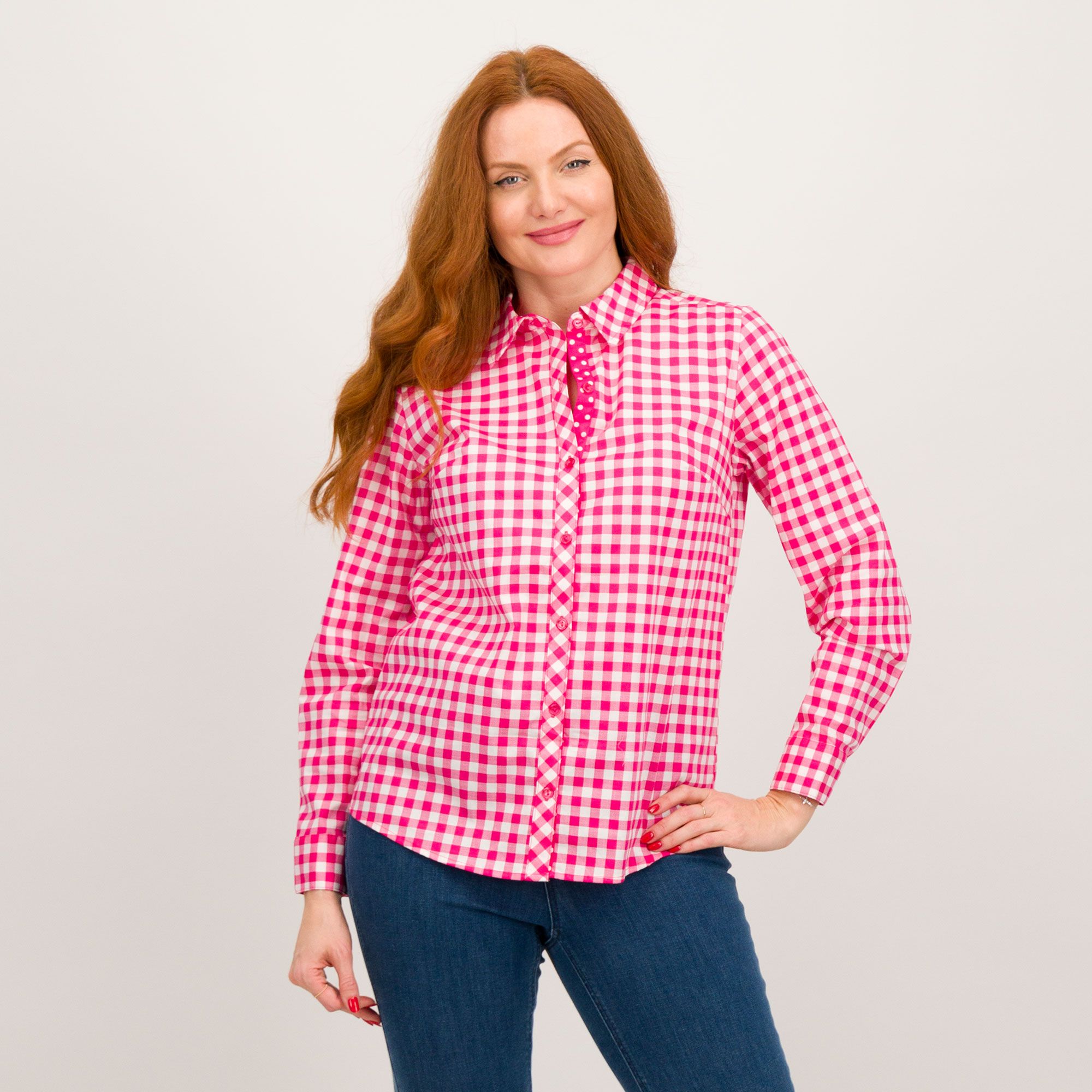 Denim & Co.
Camicia in tessuto
di cotone stretch
con fantasia quadri