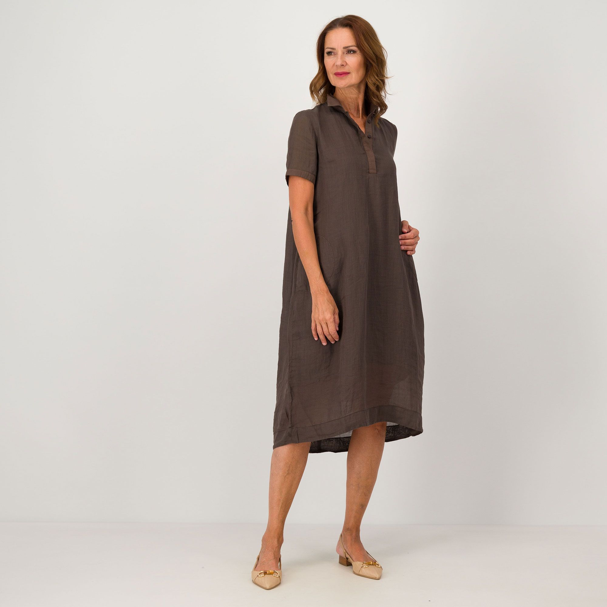 COLOUR LAB Abito midi con collo a polo