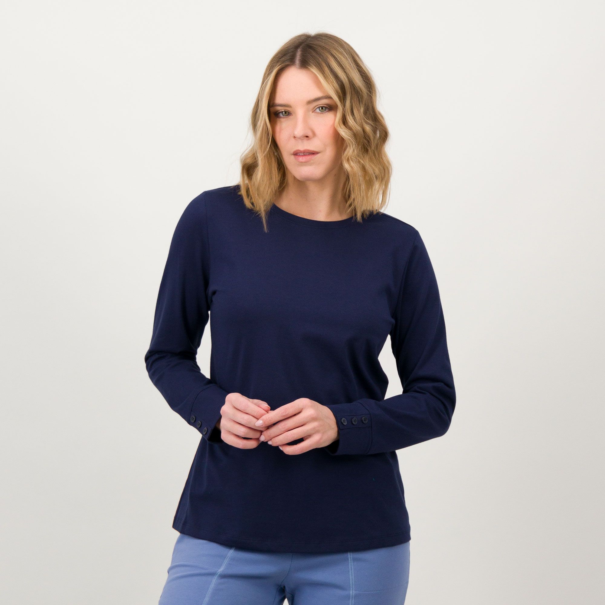 Denim & Co
Maglia manica lunga
in jersey di cotone
con scollo tondo