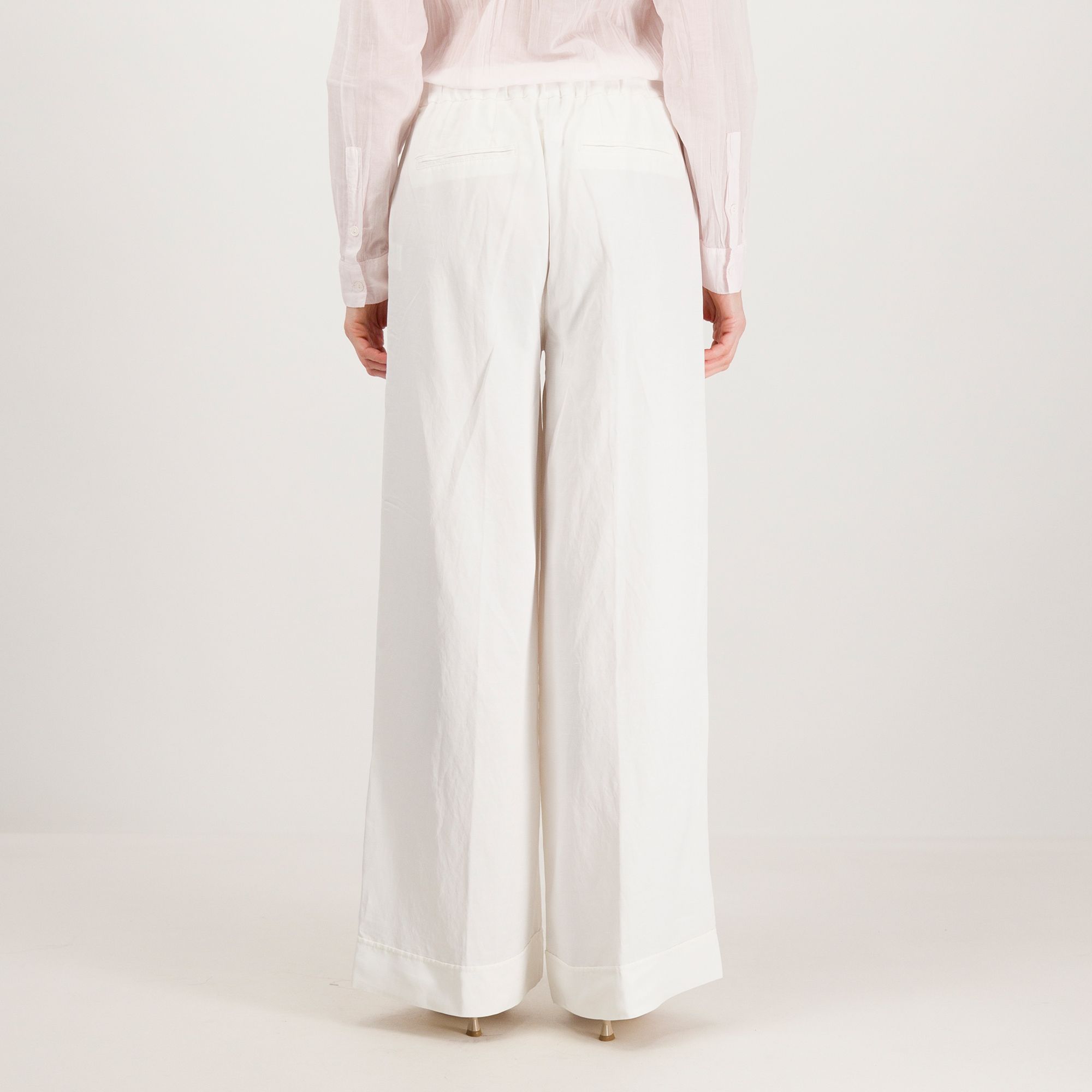 Colour Lab Pantaloni palazzo in viscosa lino con vita elasticata dietro