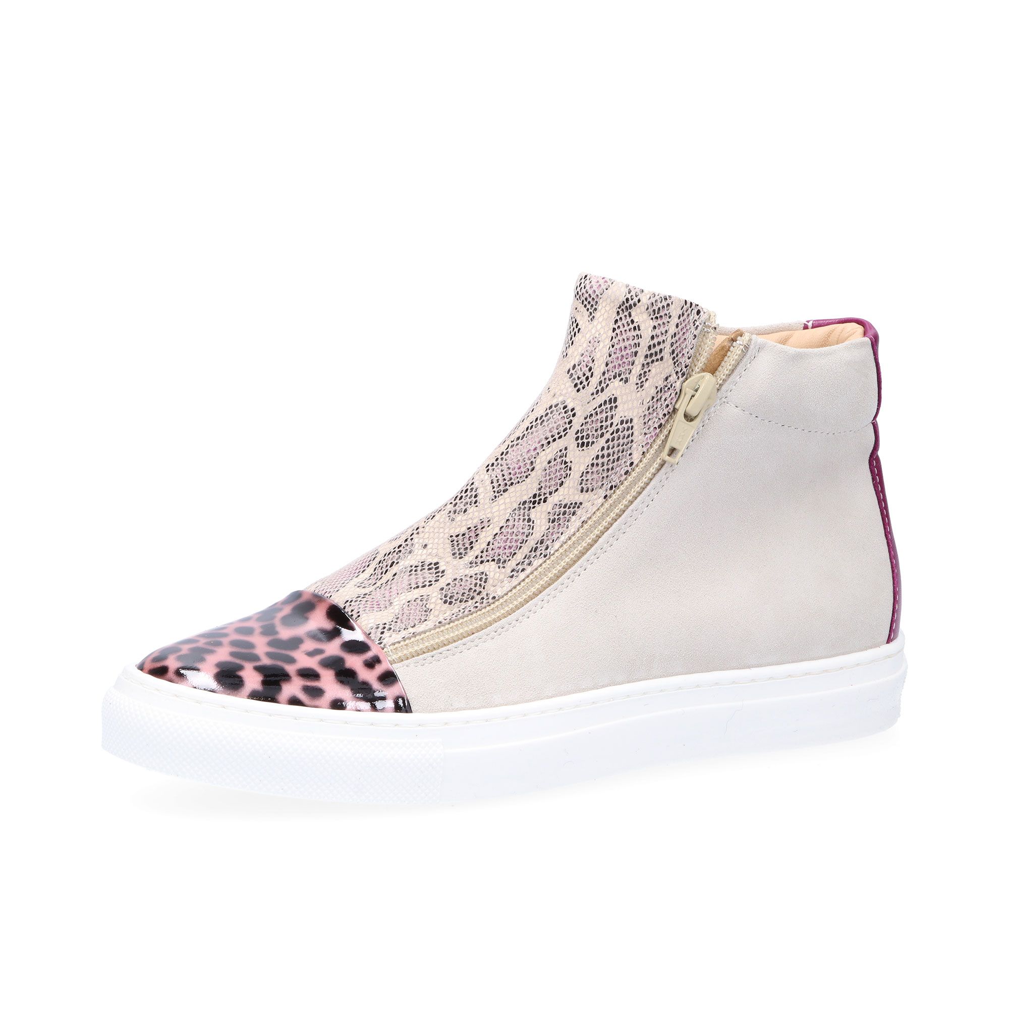 Ebarrito Sneaker alte in pelle patchwork con zip e suola 2,5 cm