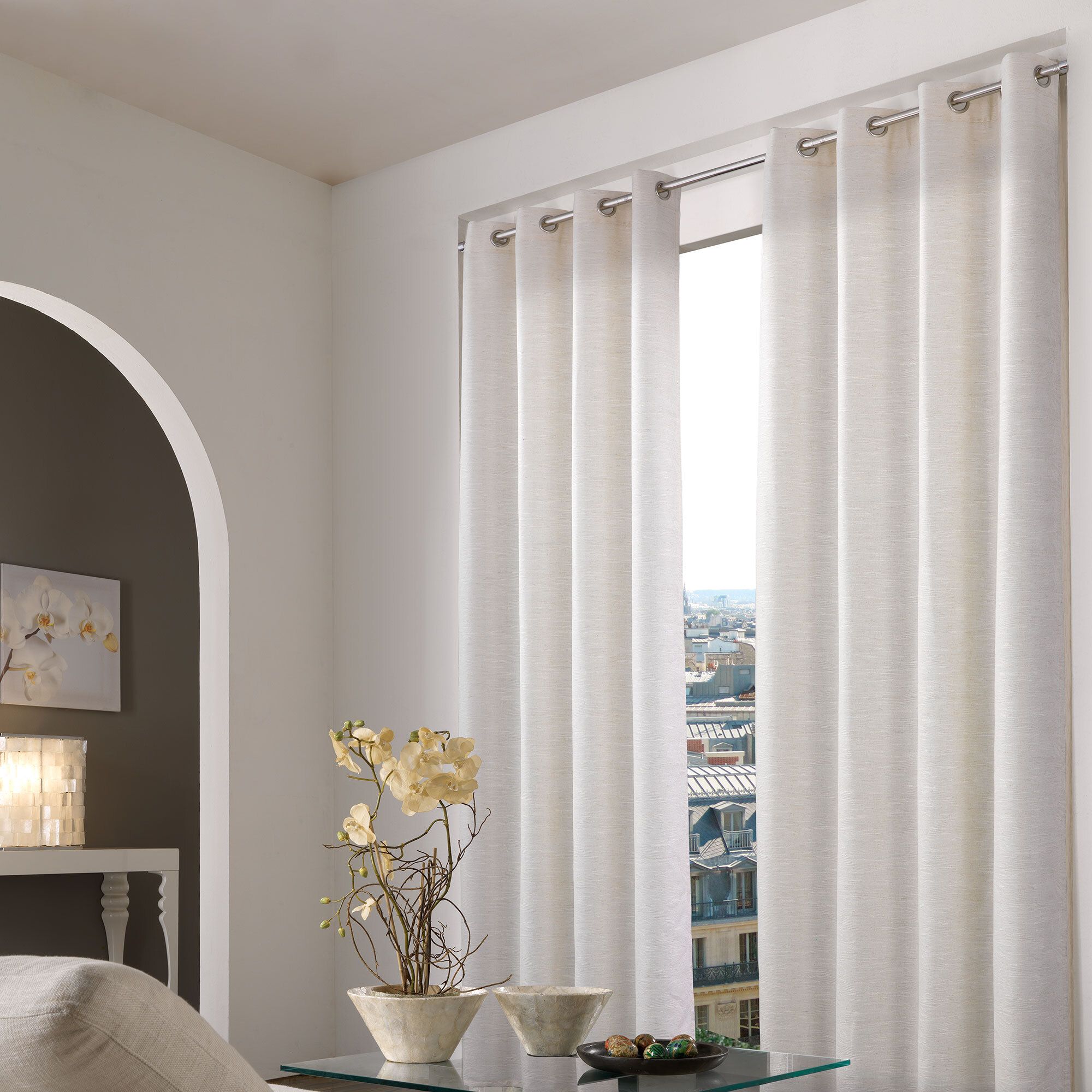 Bottega Textiles Set 2 tende Palme con anelli 140x280cm