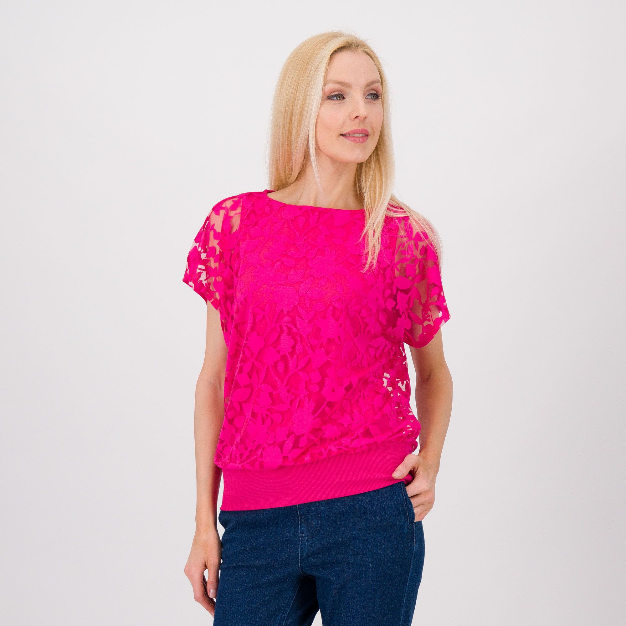 Nina Leonard
Maglia in tulle 
devoré con 
corpino foderato