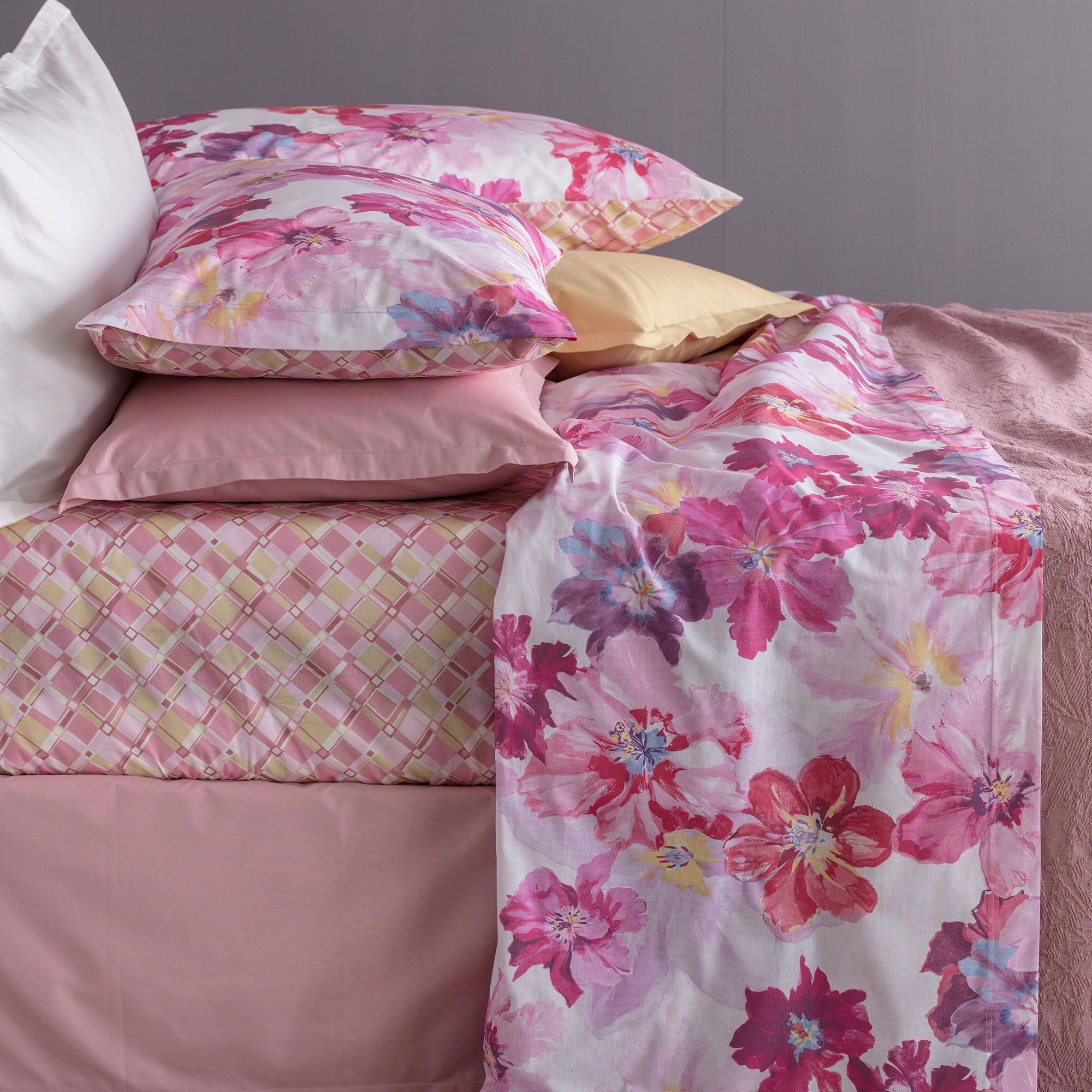 Carillo Home completo letto matrimoniale Fiorito in cotone stampato