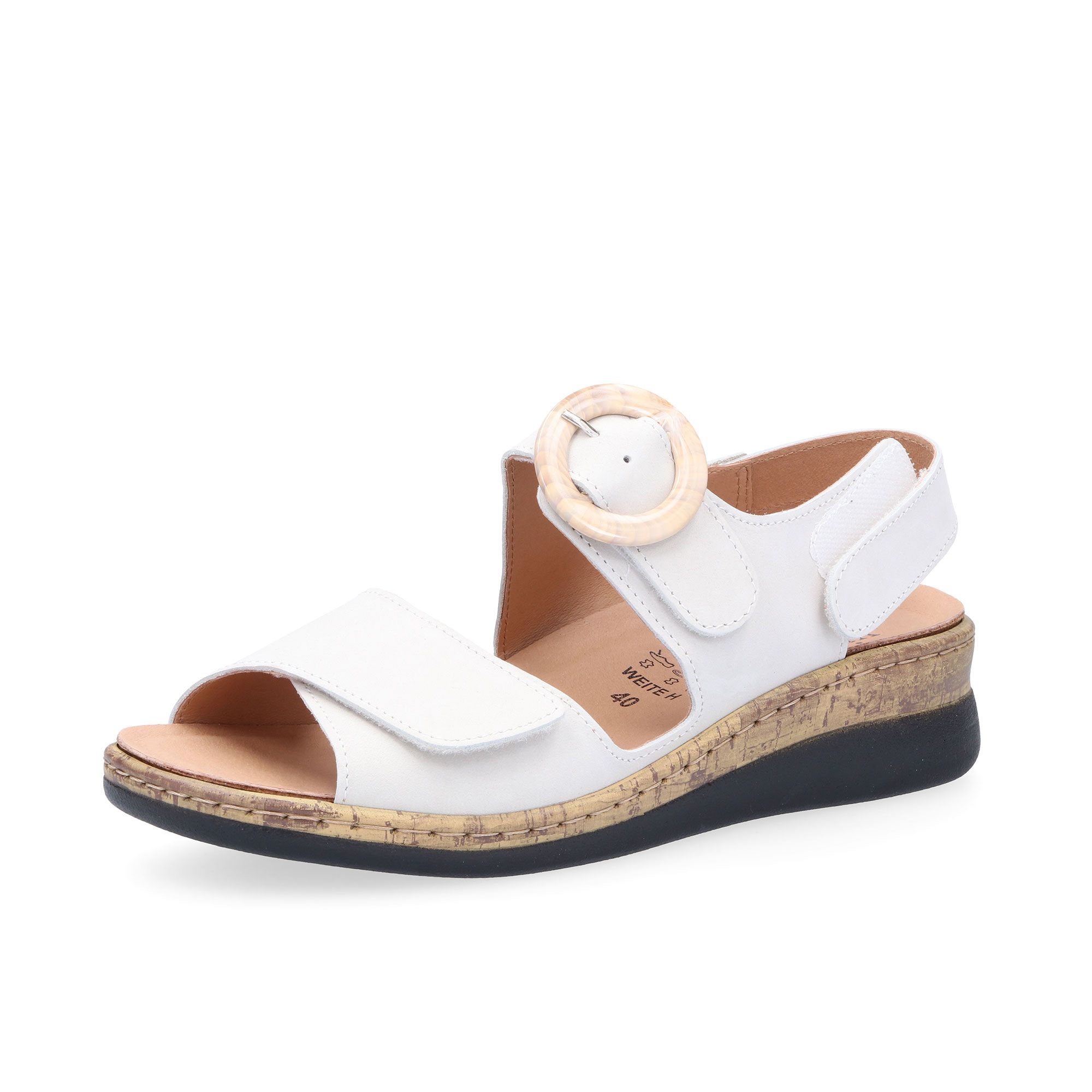 Vitaform Sandali in pelle con fasce regolabili e zeppa 3,5cm
