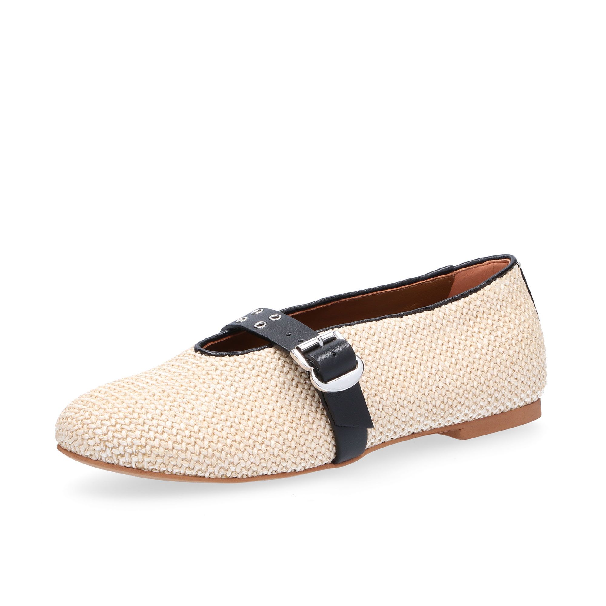 Gioia A.
Ballerine in rafia
cinturino in pelle
e tacco 1 cm