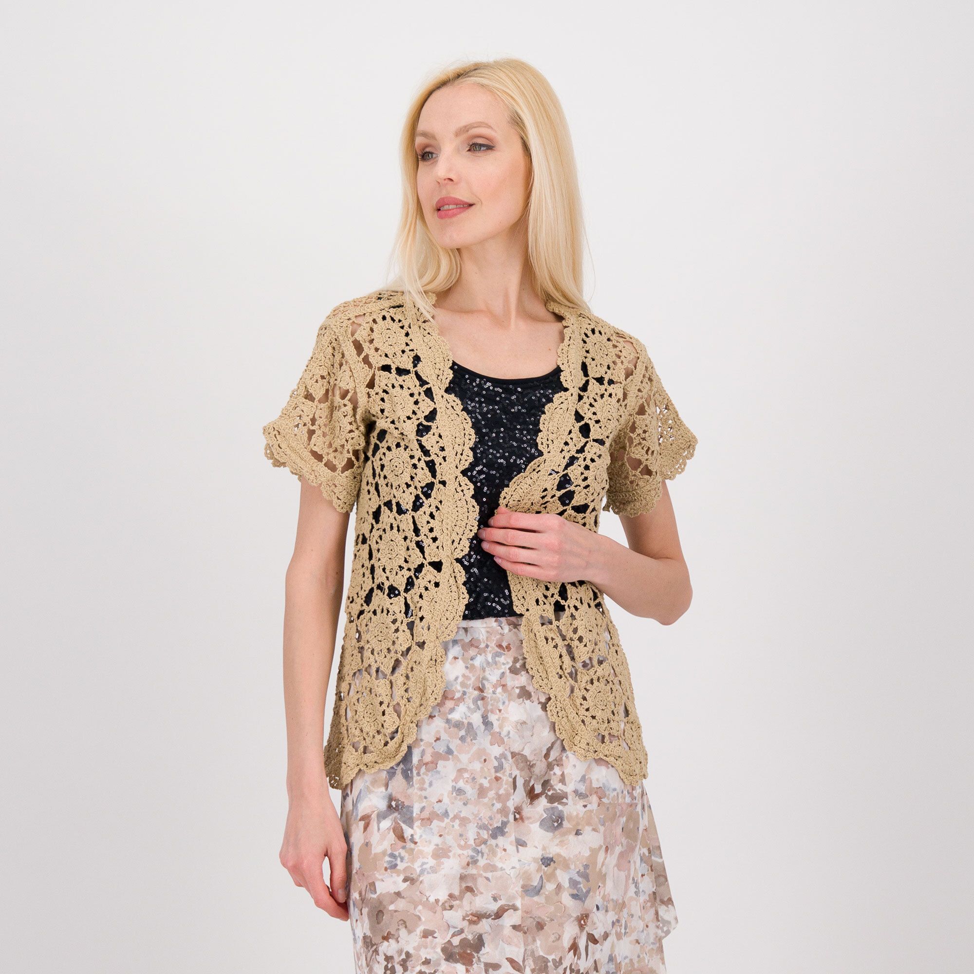 Nina Leonard
Cardigan in pizzo 
crochet, fantasia
fiori