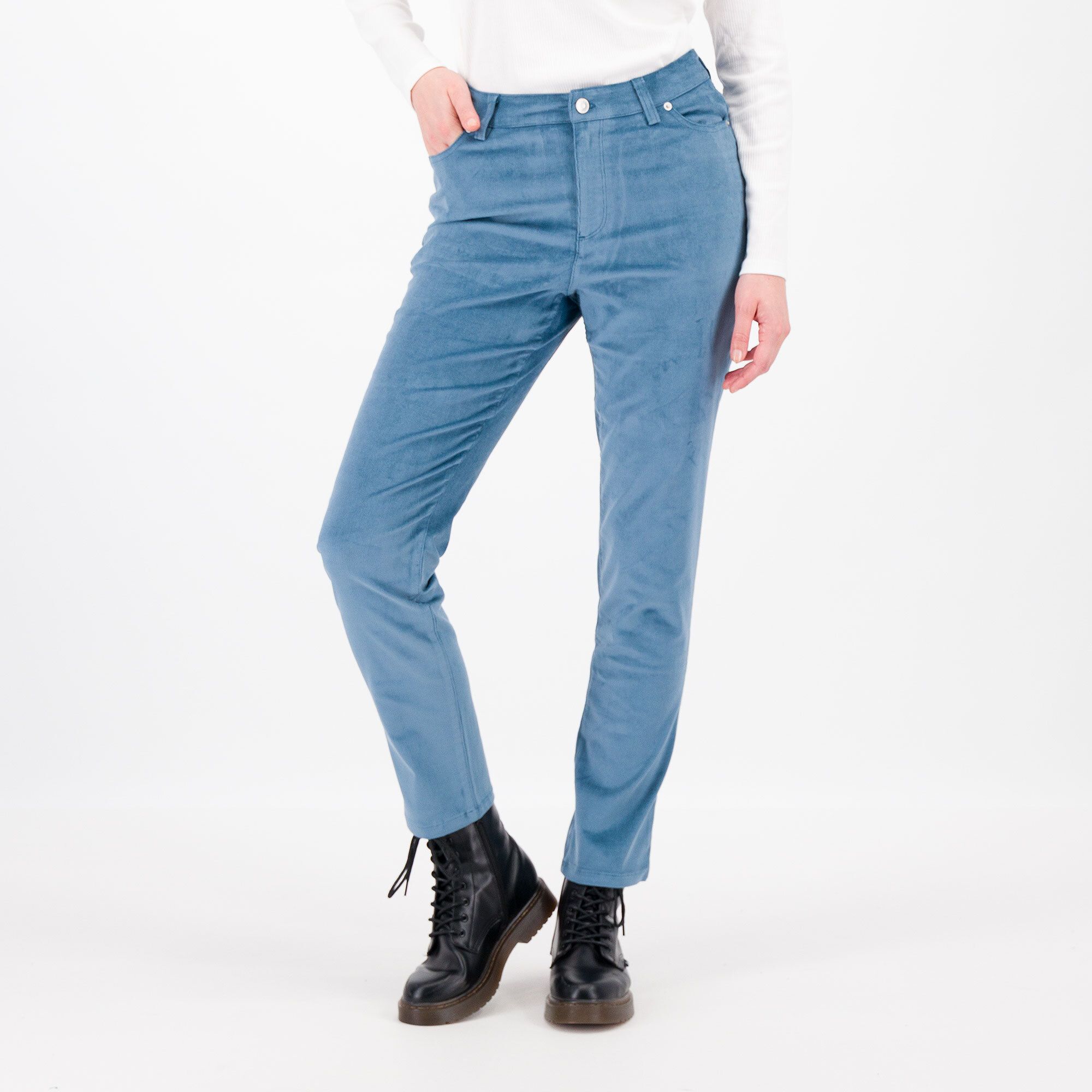 Image of Denim & Co Pantaloni slim a gamba dritta in velluto a coste061