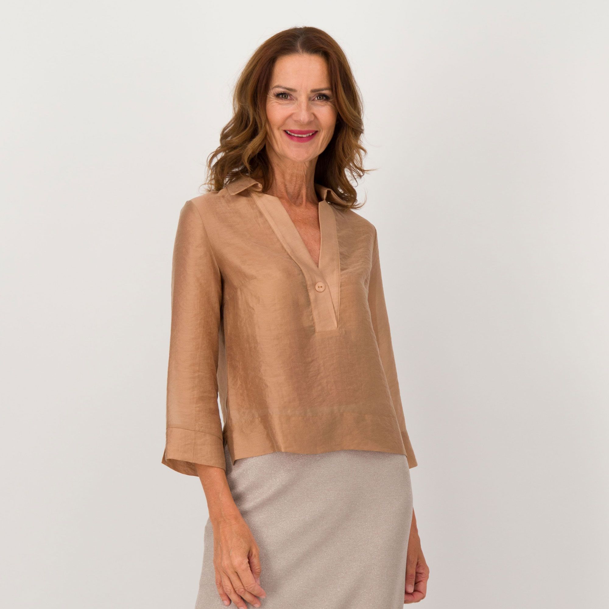Caterina Lancini Blusa in misto lyocell a maniche lunghe