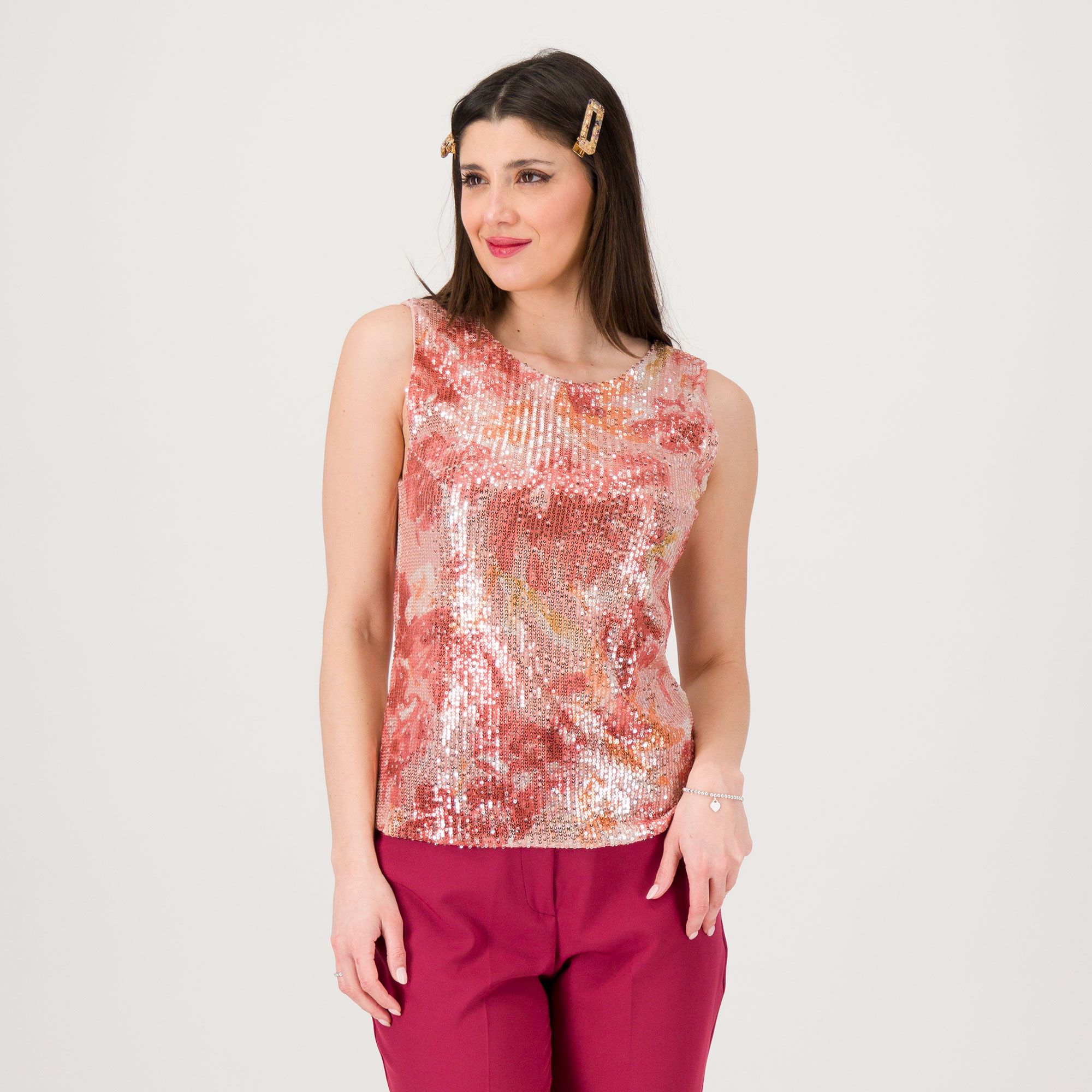 SottoMarino
Canotta in tessuto
paillettes stretch
stampato