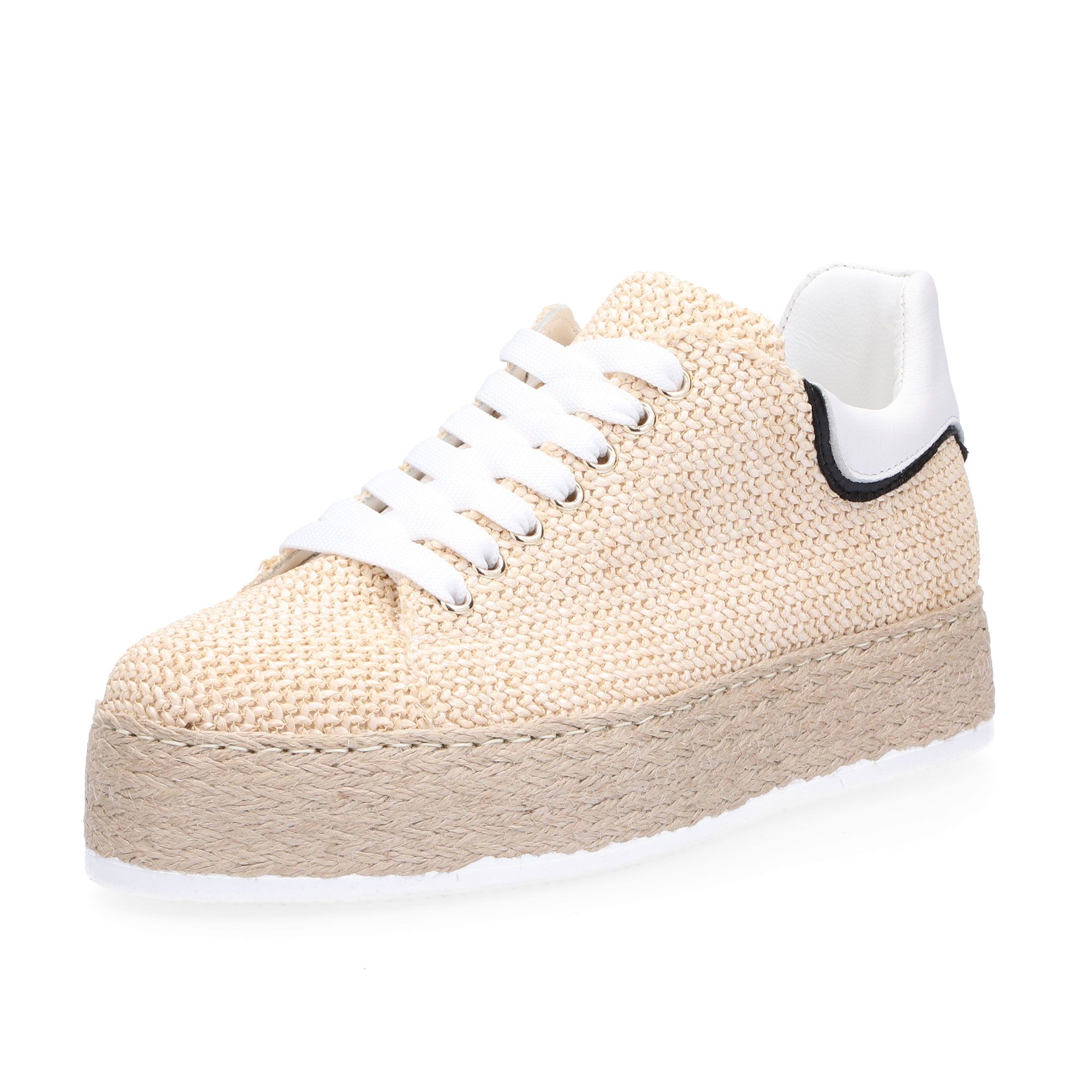 Gioia A.
Sneakers stringate
tomaia rafia, profilo
tallone a contrasto