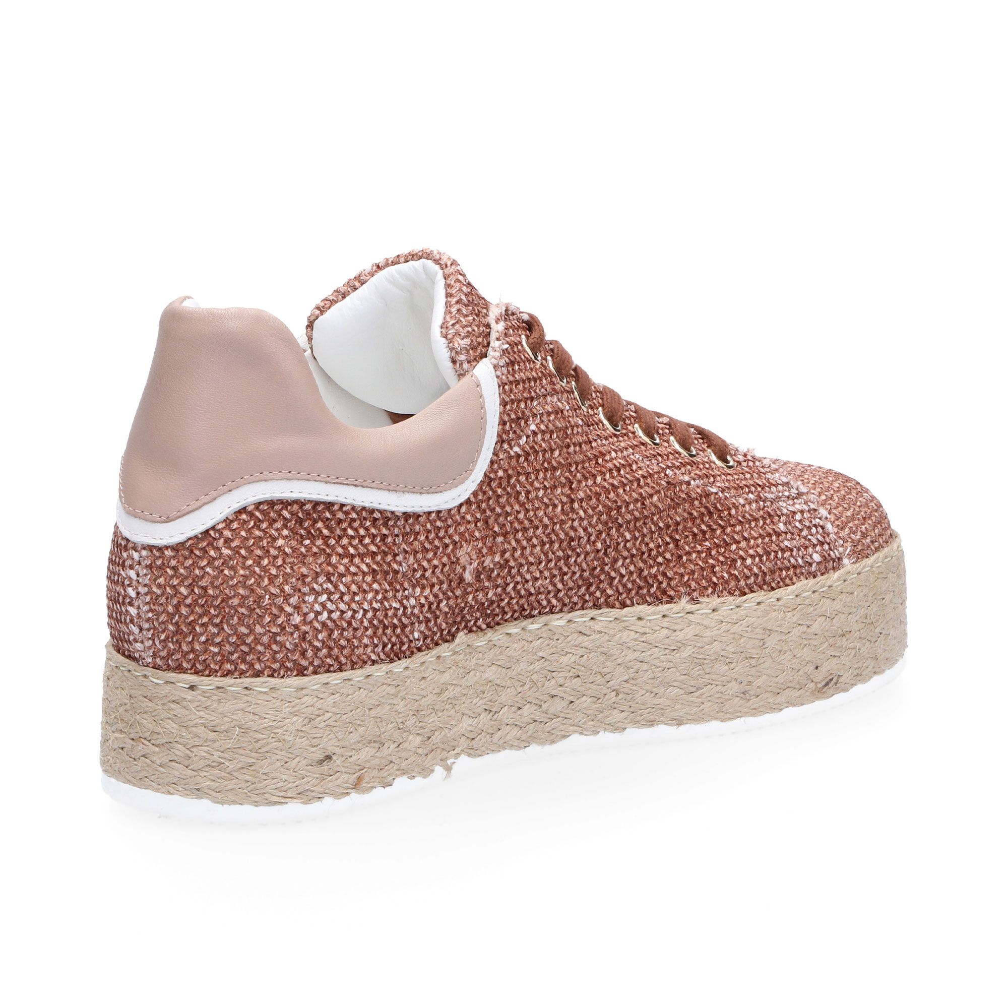 Gioia A. Sneakers stringate tomaia rafia, profilo tallone a contrasto