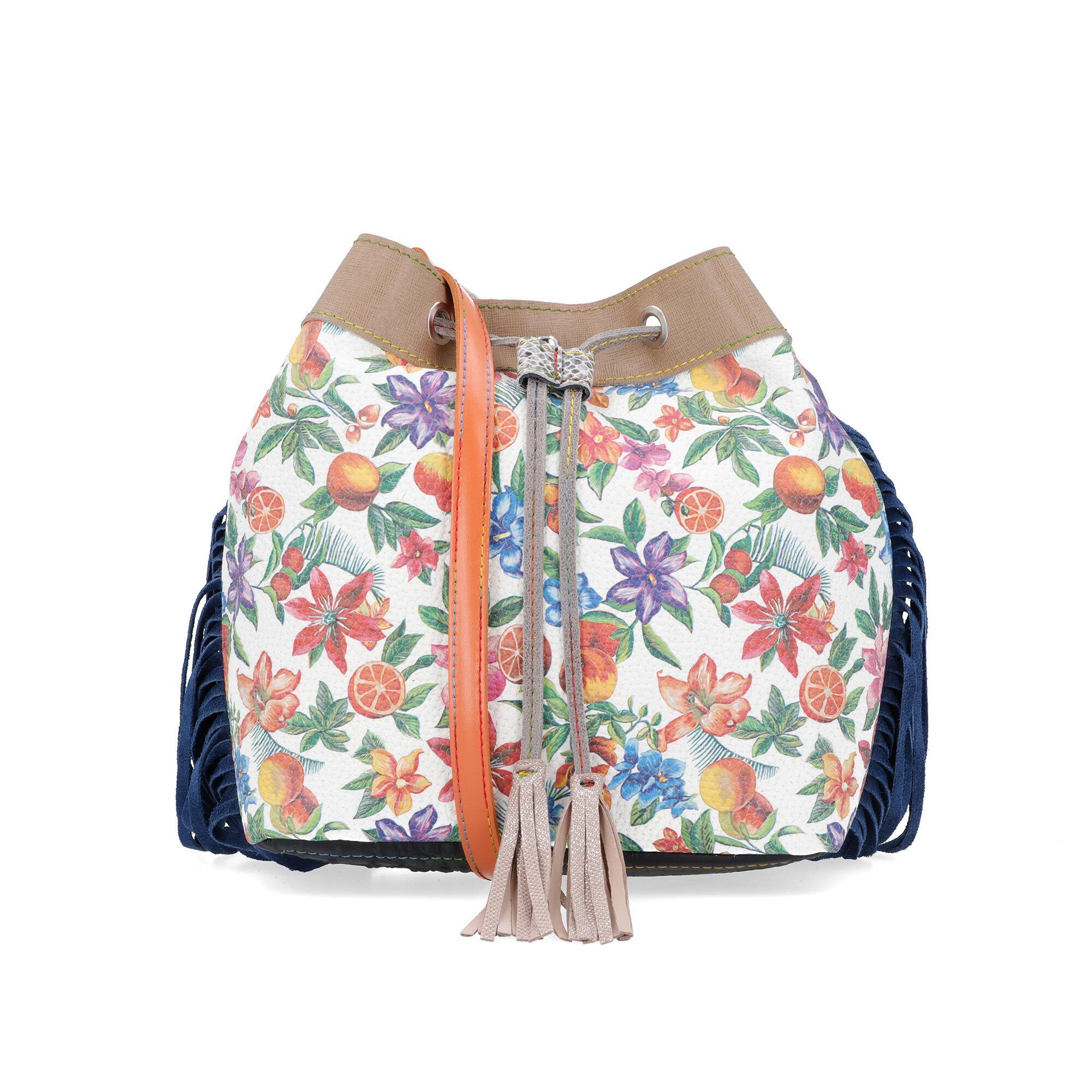 Ebarrito 
Borsa in pelle 
patchwork
con frange